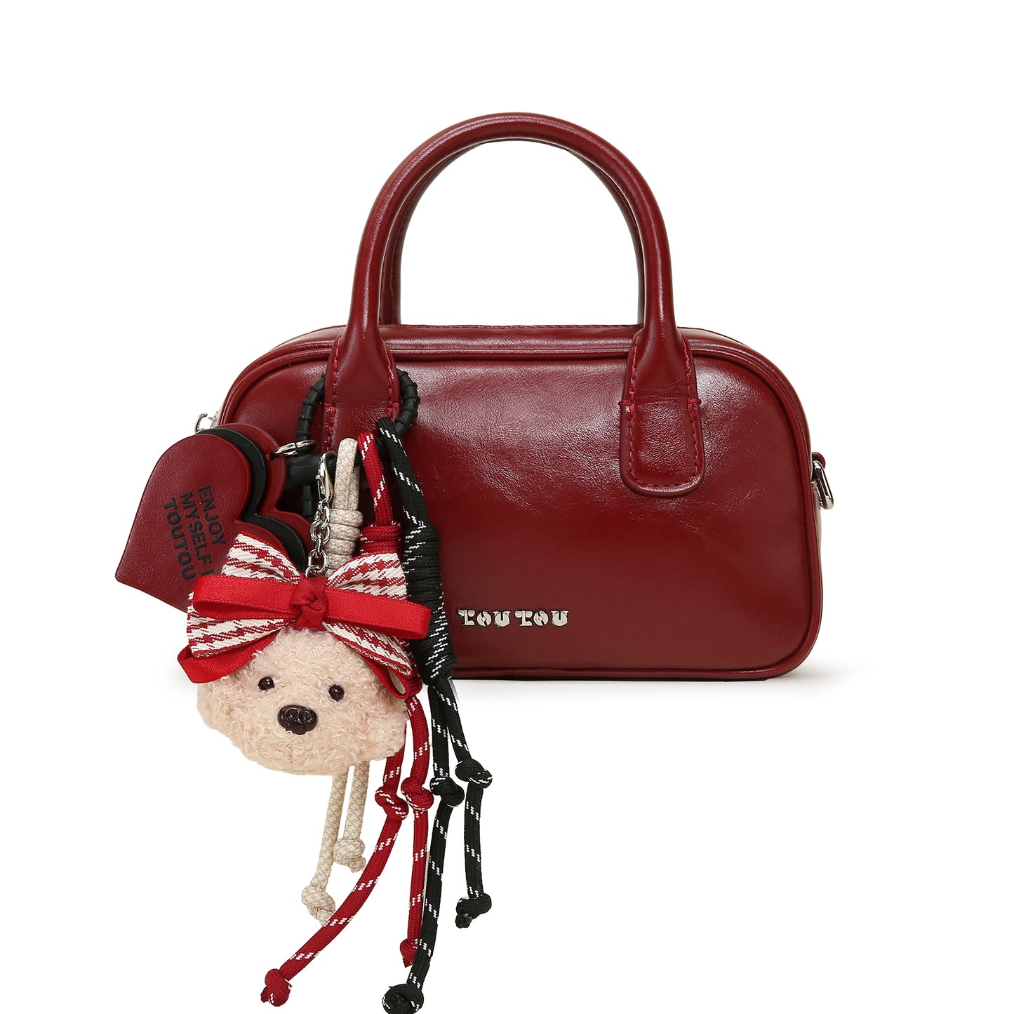 TOUTOU Cute Plush Bear Pendant Handbag - Microfiber Leather Crossbody Bag with Multiple Pockets