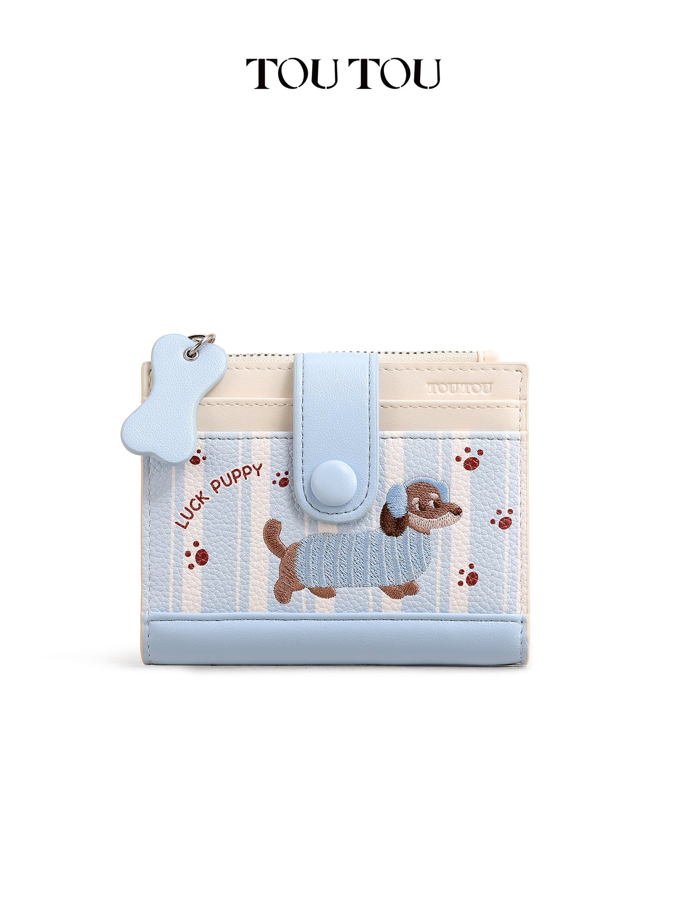 TOUTOU Cartoon Puppy Short Wallet: Cute Embroidery & Compact Design