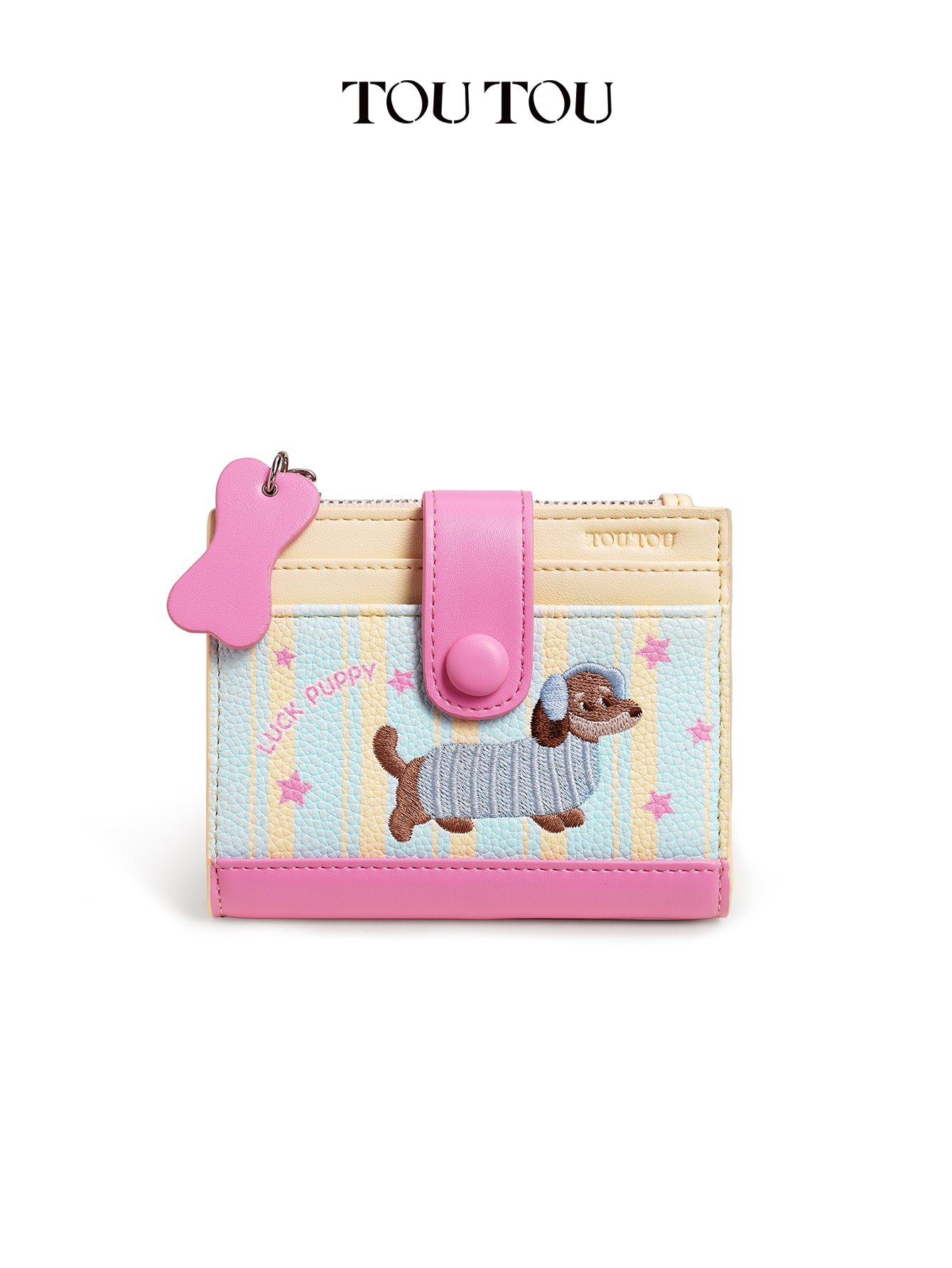 TOUTOU Cartoon Puppy Short Wallet: Cute Embroidery & Compact Design
