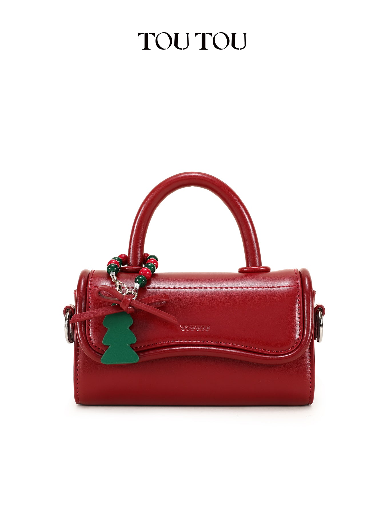 TOUTOU Christmas Tree Decor Faux Leather Handbag - Mini Top Handle & Crossbody Bag for Women