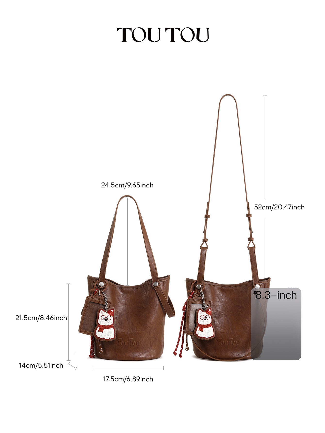 TOUTOU Vintage - Style Bucket Bag with Cute Cat Pendant: Chic & Playful