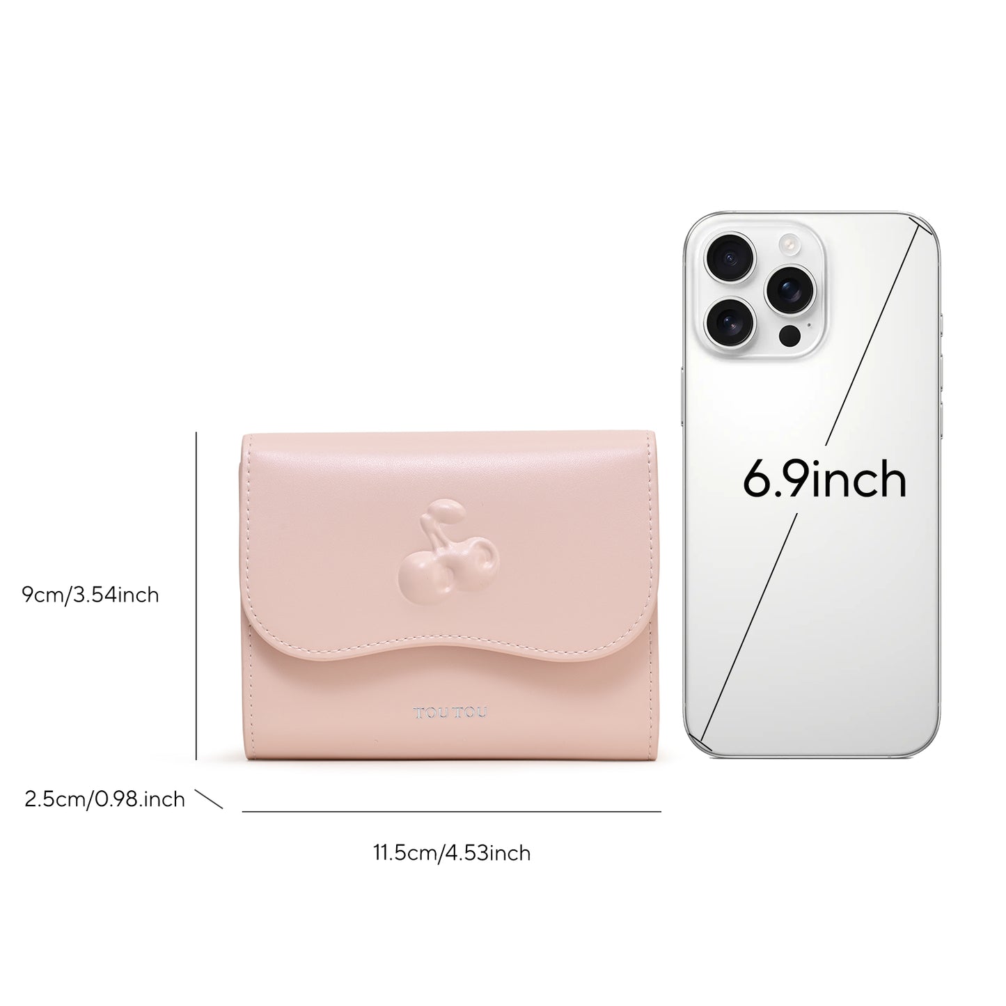 TOUTOU Cherry - Embossed Pink Wallet: A Sweet & Chic Accessory