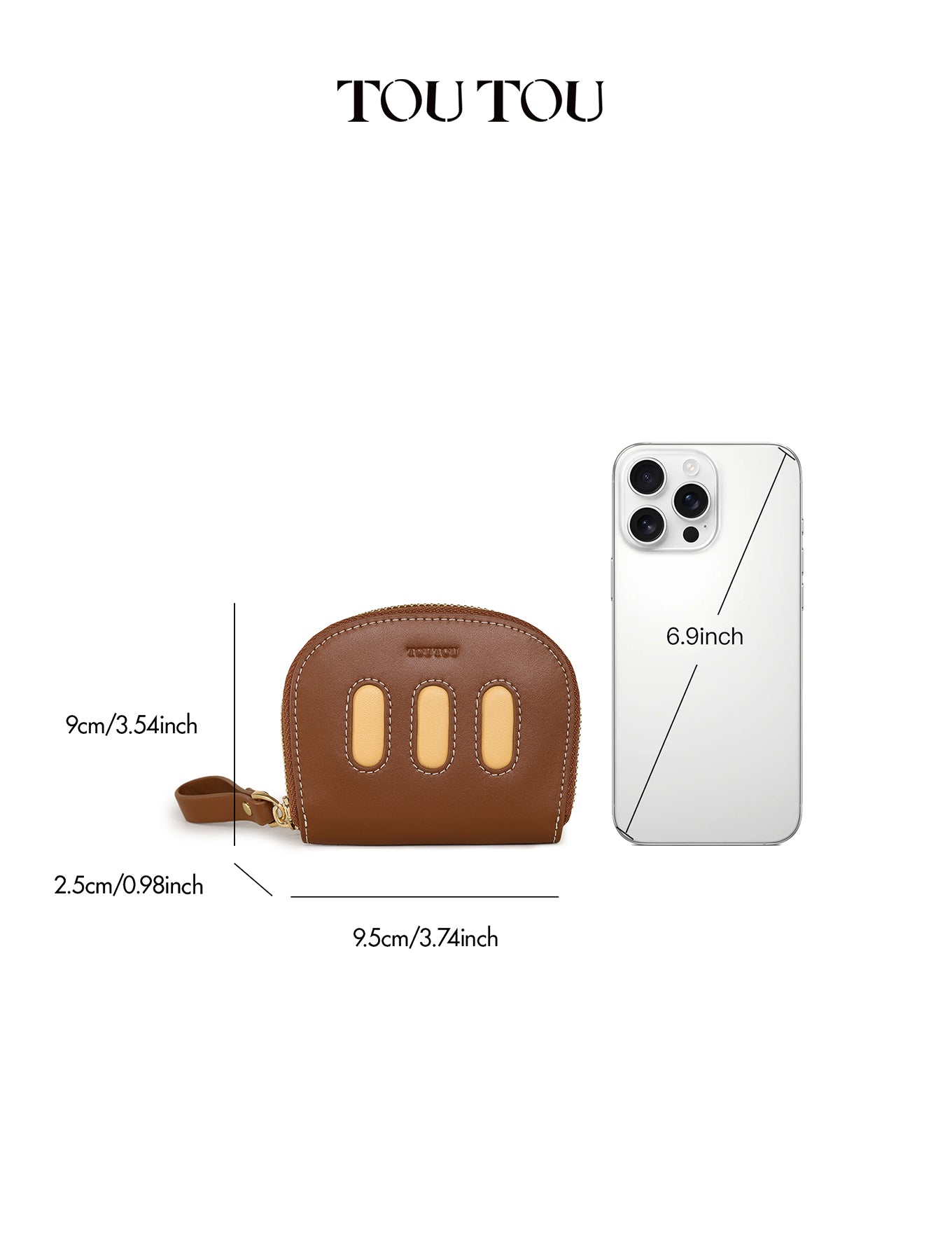 TOUTOU Brown Two - Layer Cowhide Card Holder: Compact & Stylish Organizer