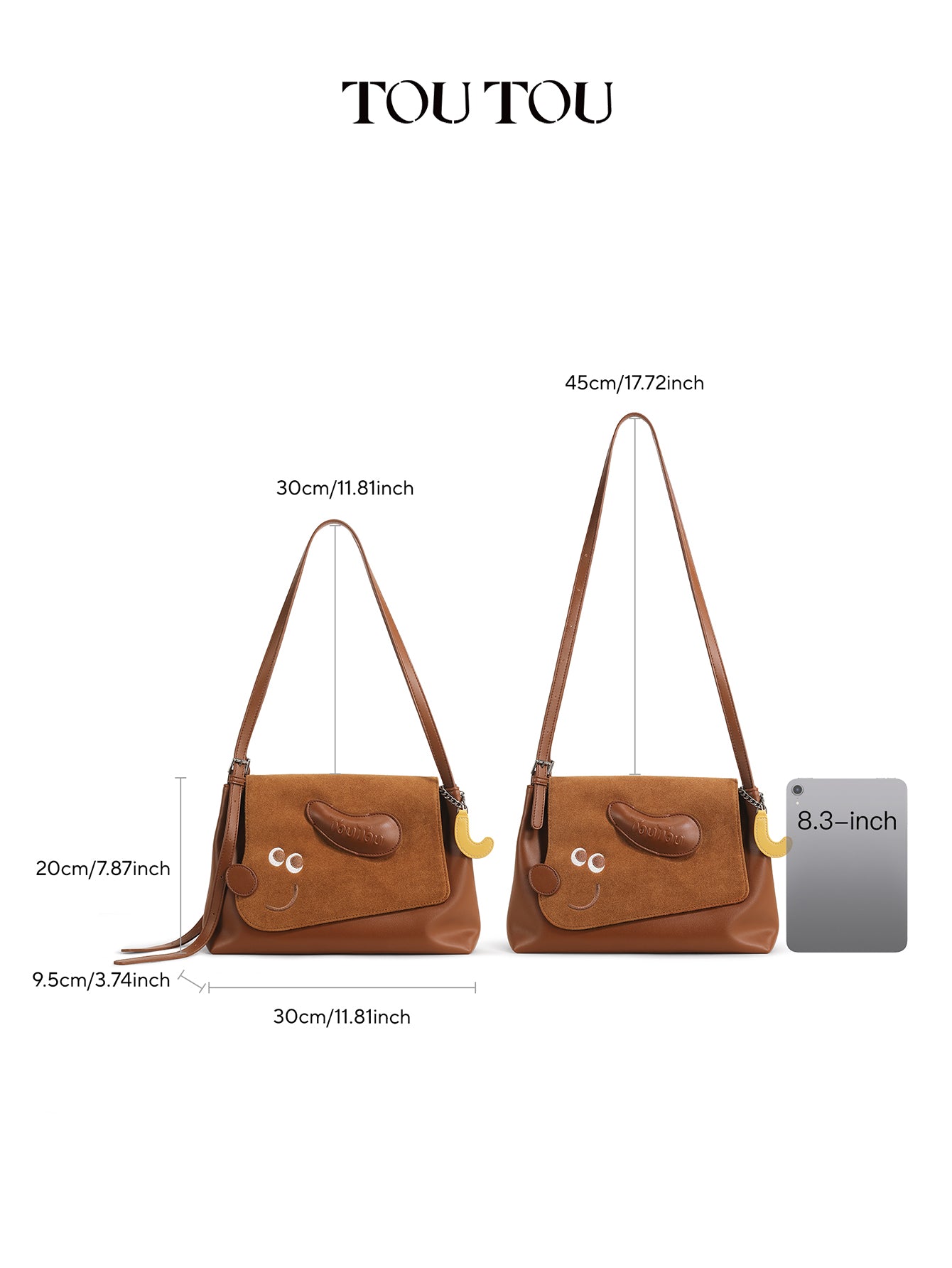 TOUTOU Cute Puppy Crossbody Bag for Women - Adjustable Strap, Microfiber Leather & Suede Shoulder Bag
