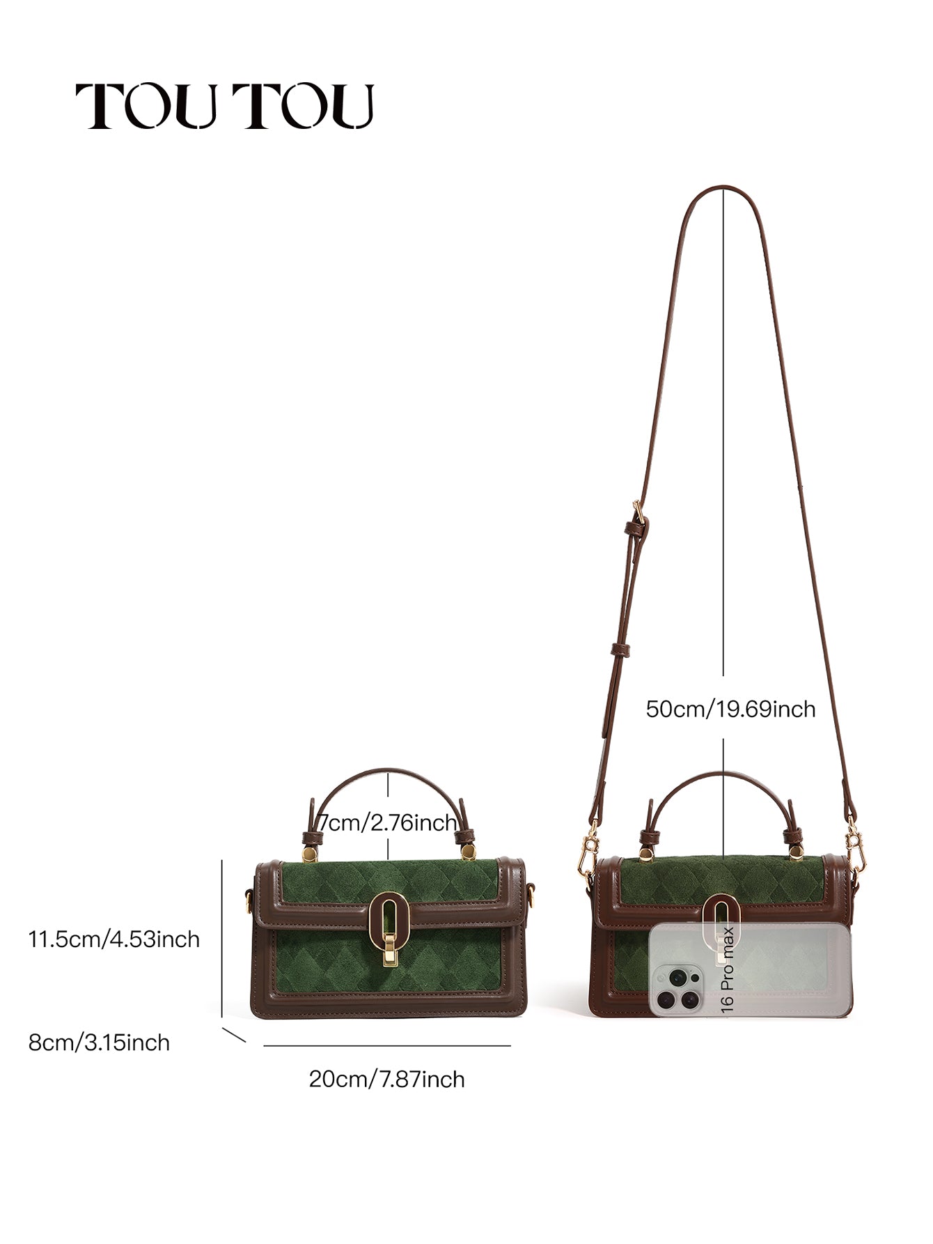 TOUTOU Suede - Paneled Top - Handbag: Retro - Chic Elegance