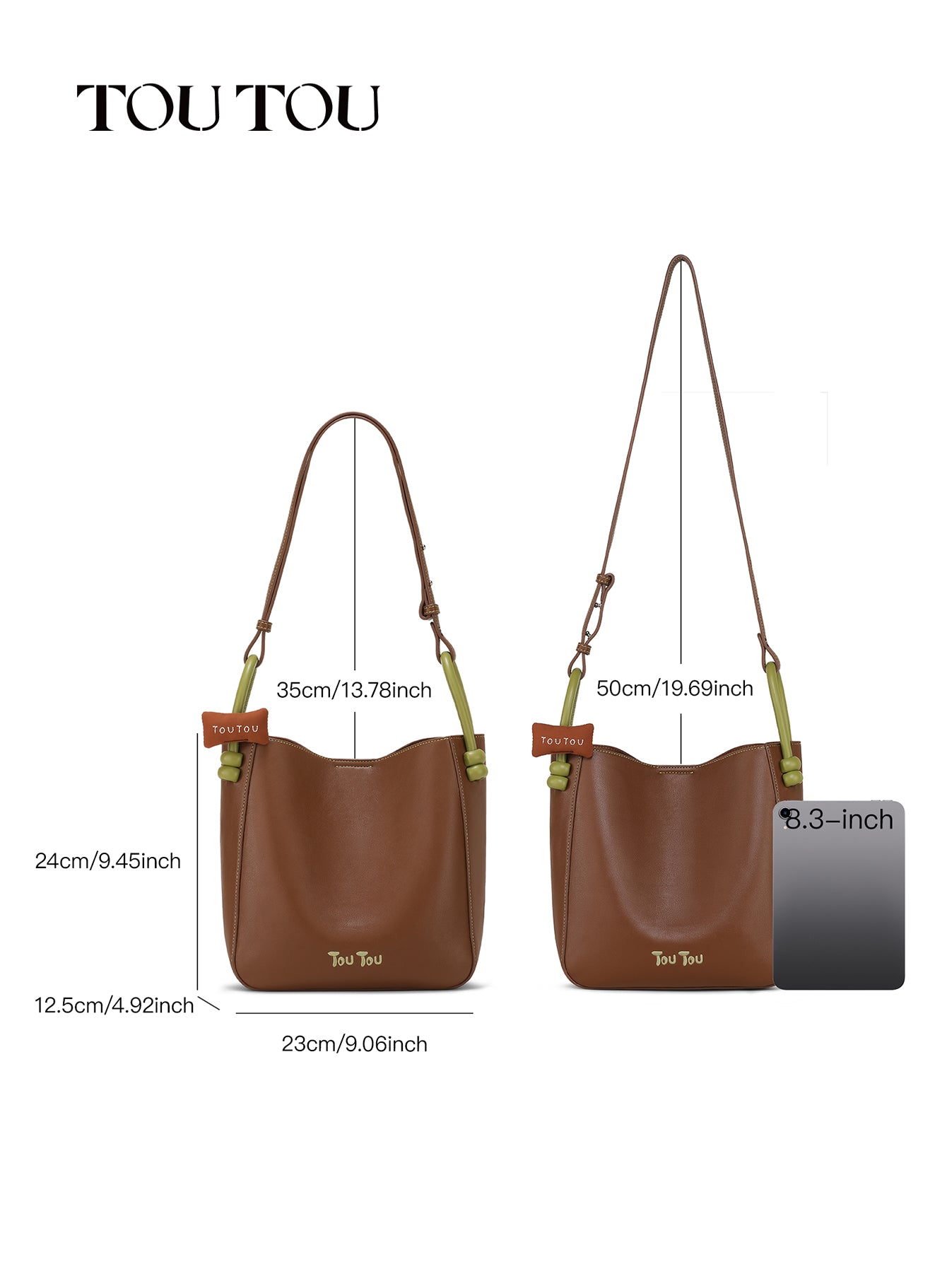 TOUTOU Brown Bucket Bag: Contrast - Color Handles & Versatile Carry