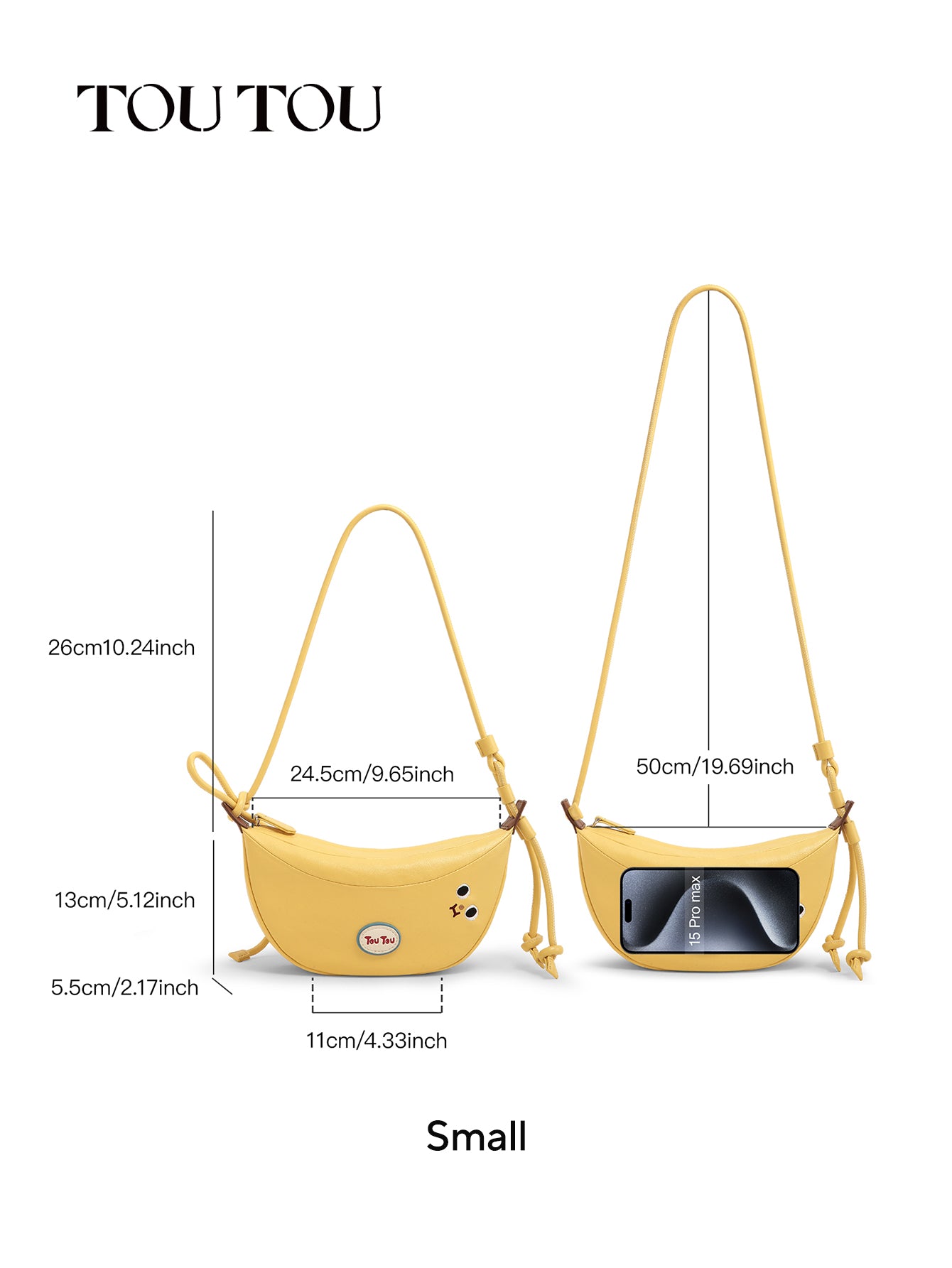 TOUTOU Banana - Shaped Crossbody Bag: Cute Yellow Design with Adjustable Strap