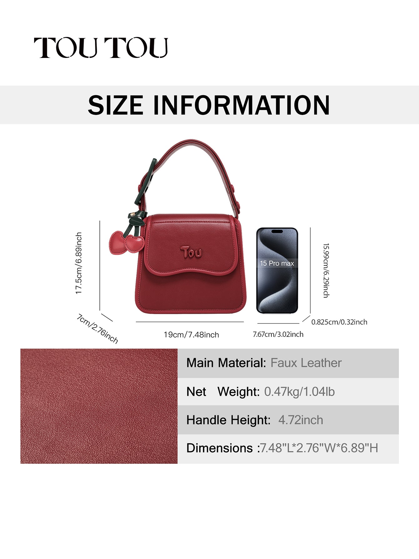 TOUTOU Red Cherry - Accent Shoulder Bag: Sweet & Stylish Design
