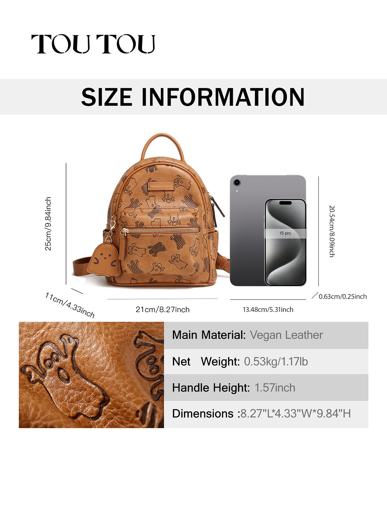 TOUTOU Cartoon - Print Mini Backpack: Cute & Compact Daily Bag