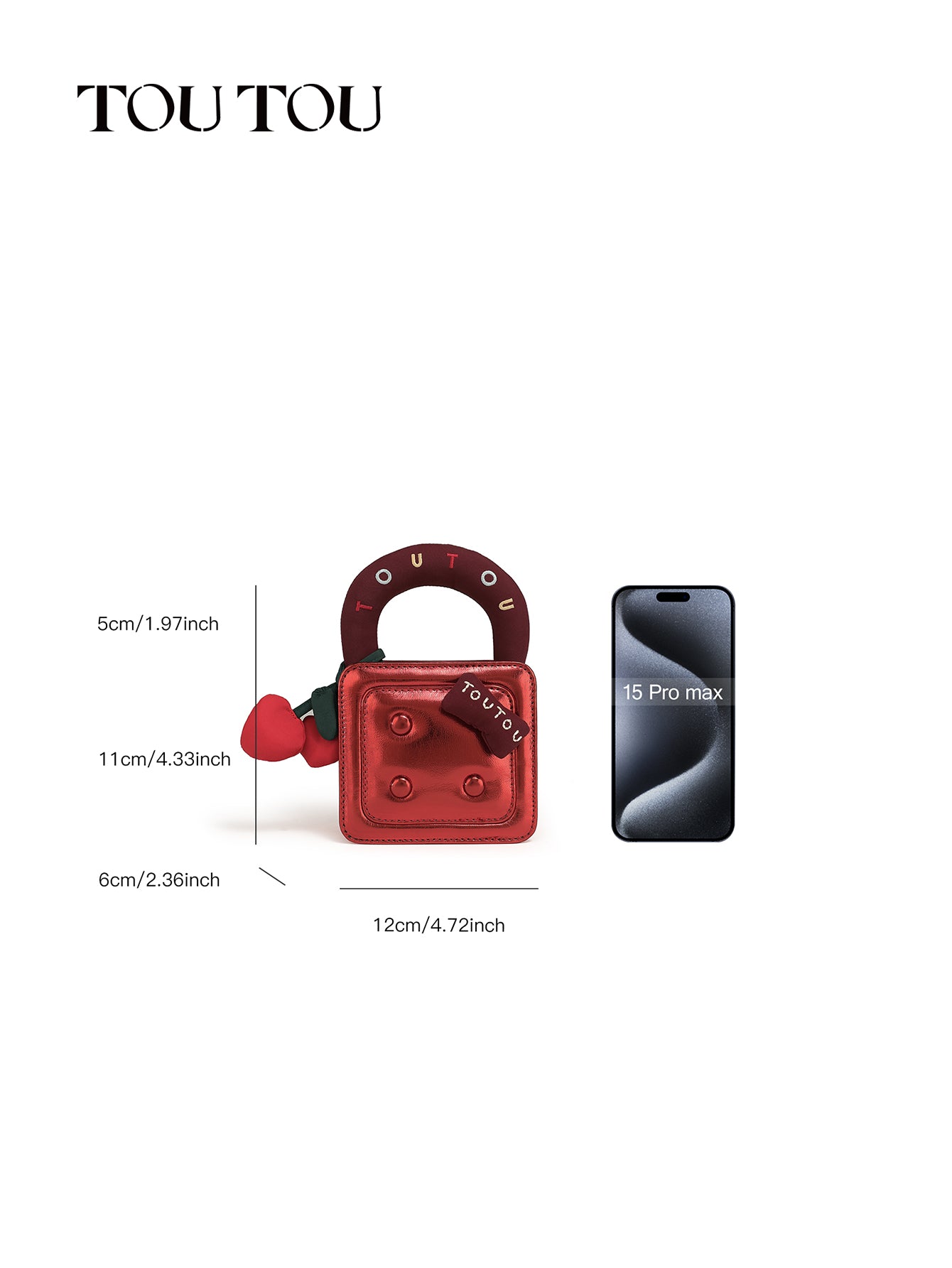 TOUTOU Cherry - Decor Metallic Mini Handbag: Cute & Stylish