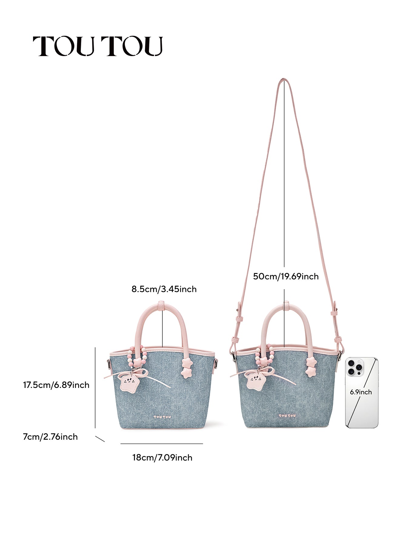 TOUTOU Denim & Pink Tote Bag: Your Sweet, Stylish Sidekick