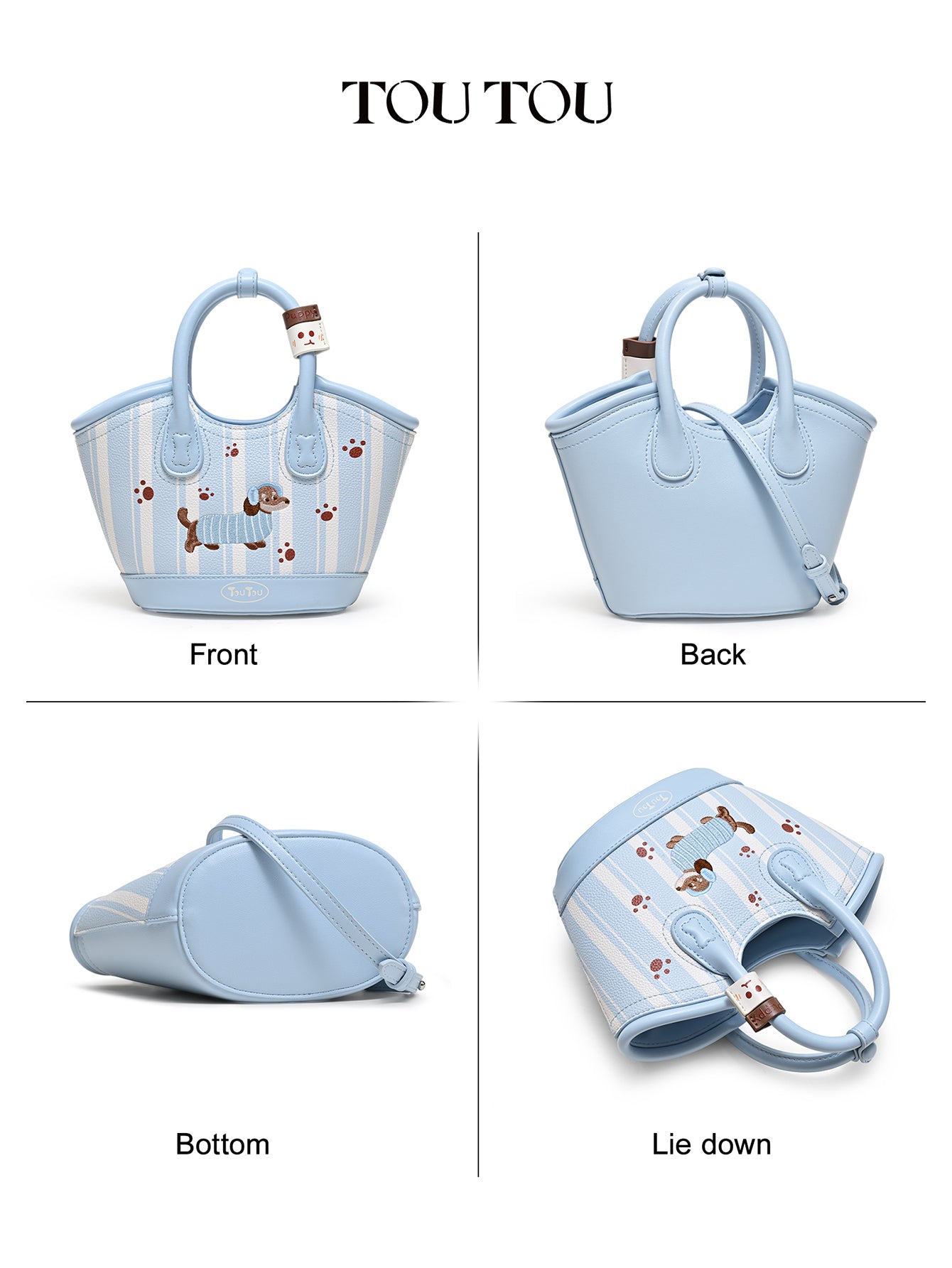 TOUTOU Cartoon Puppy Printed Handbag: Playful Design & Multi - Carry