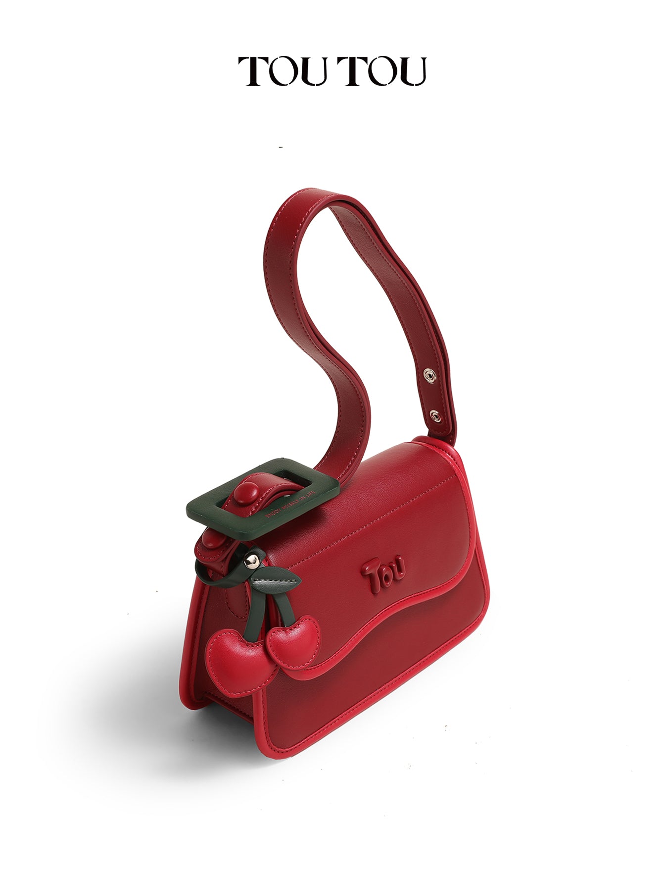 TOUTOU Red Cherry Decor Shoulder Bag: Chic & Playful Design