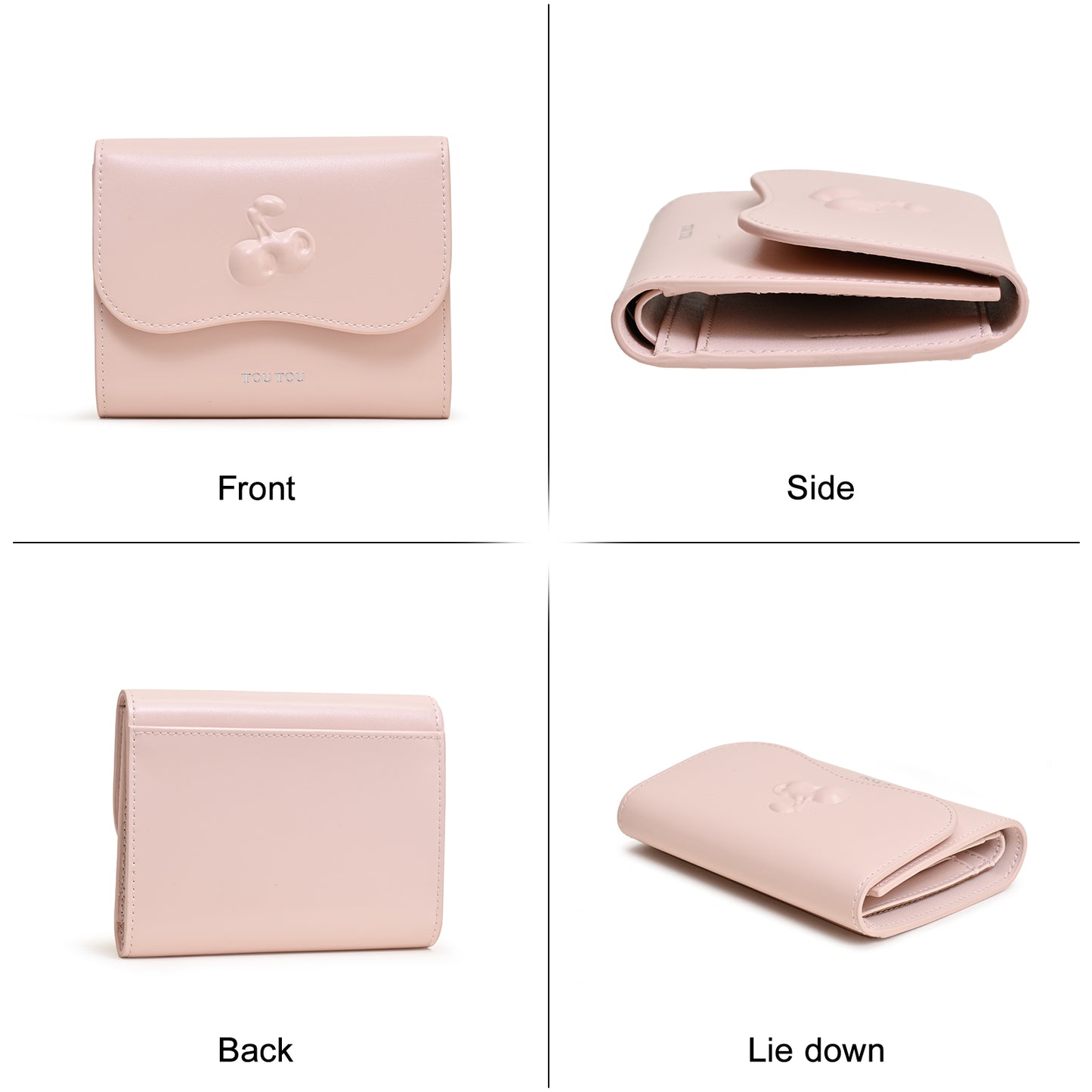 TOUTOU Cherry - Embossed Pink Wallet: A Sweet & Chic Accessory