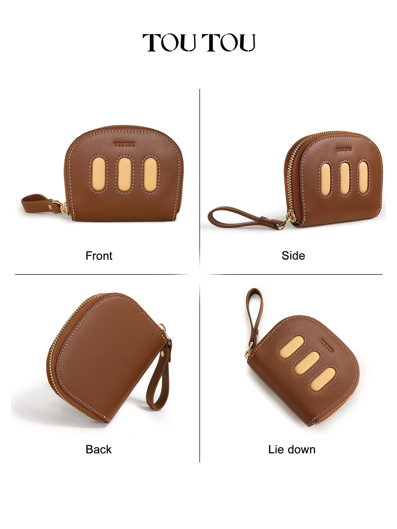 TOUTOU Brown Two - Layer Cowhide Card Holder: Compact & Stylish Organizer
