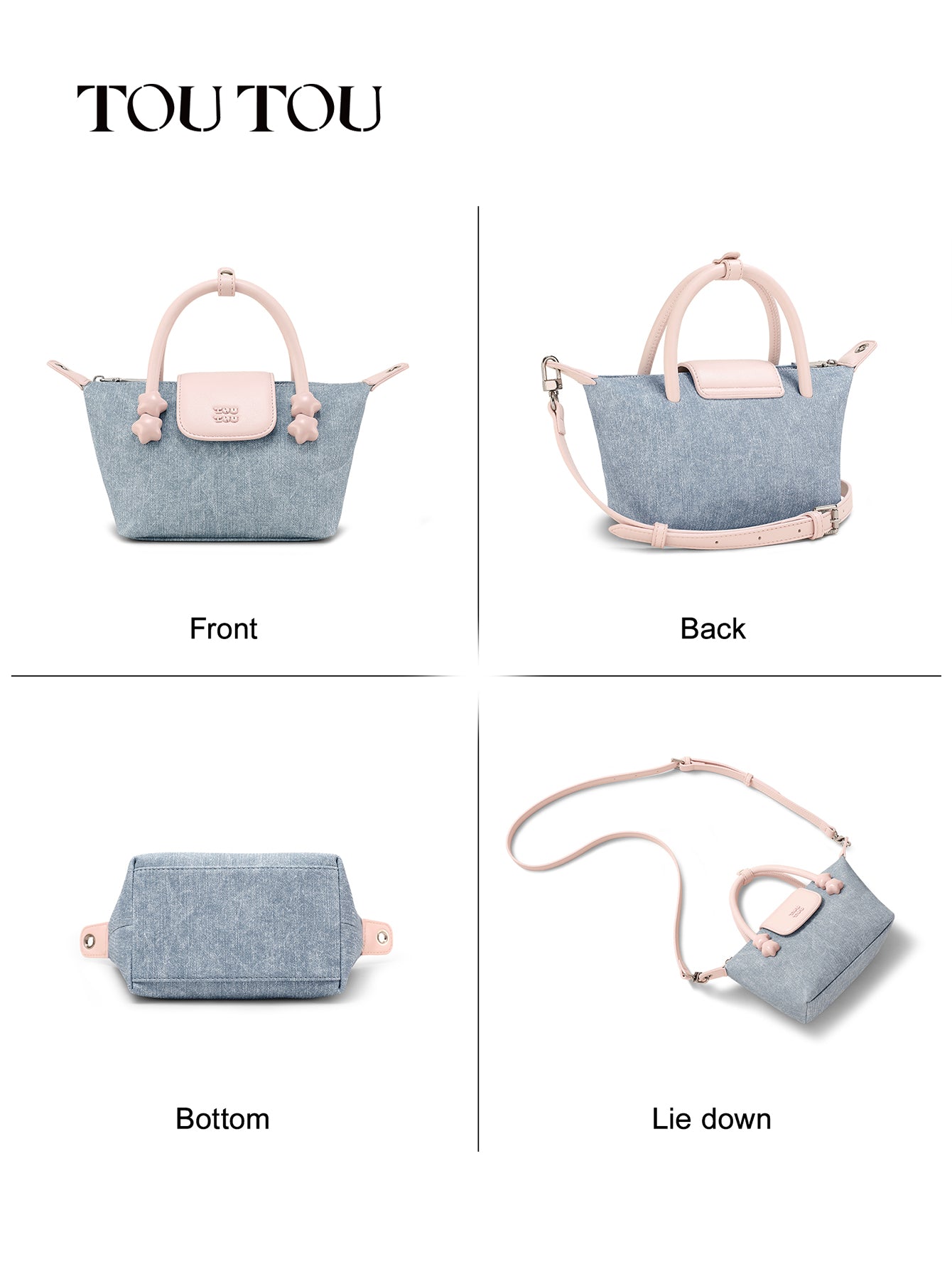 TOUTOU Denim Crossbody Bag: Sweet & Compact
