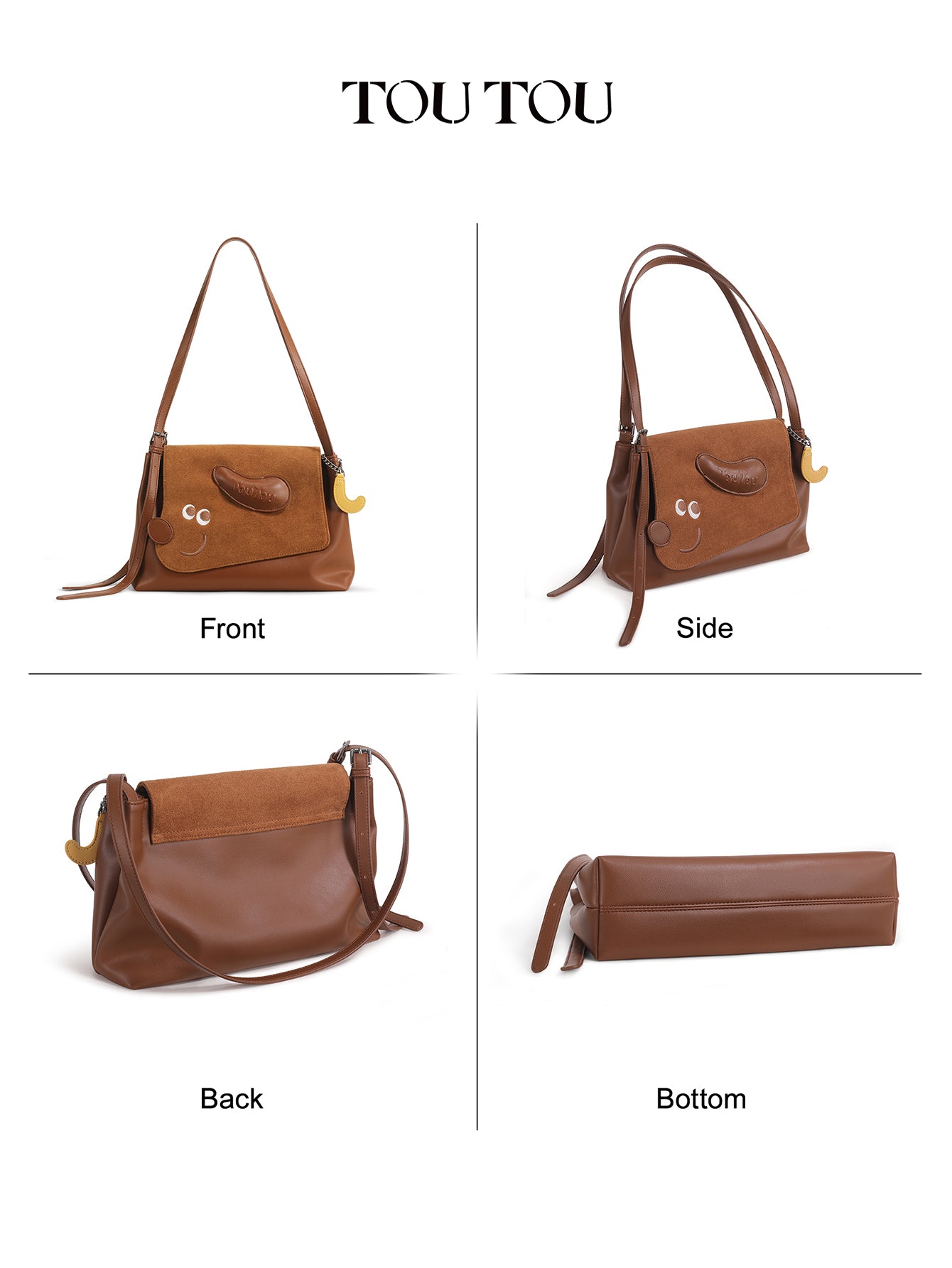 TOUTOU Cute Puppy Crossbody Bag for Women - Adjustable Strap, Microfiber Leather & Suede Shoulder Bag