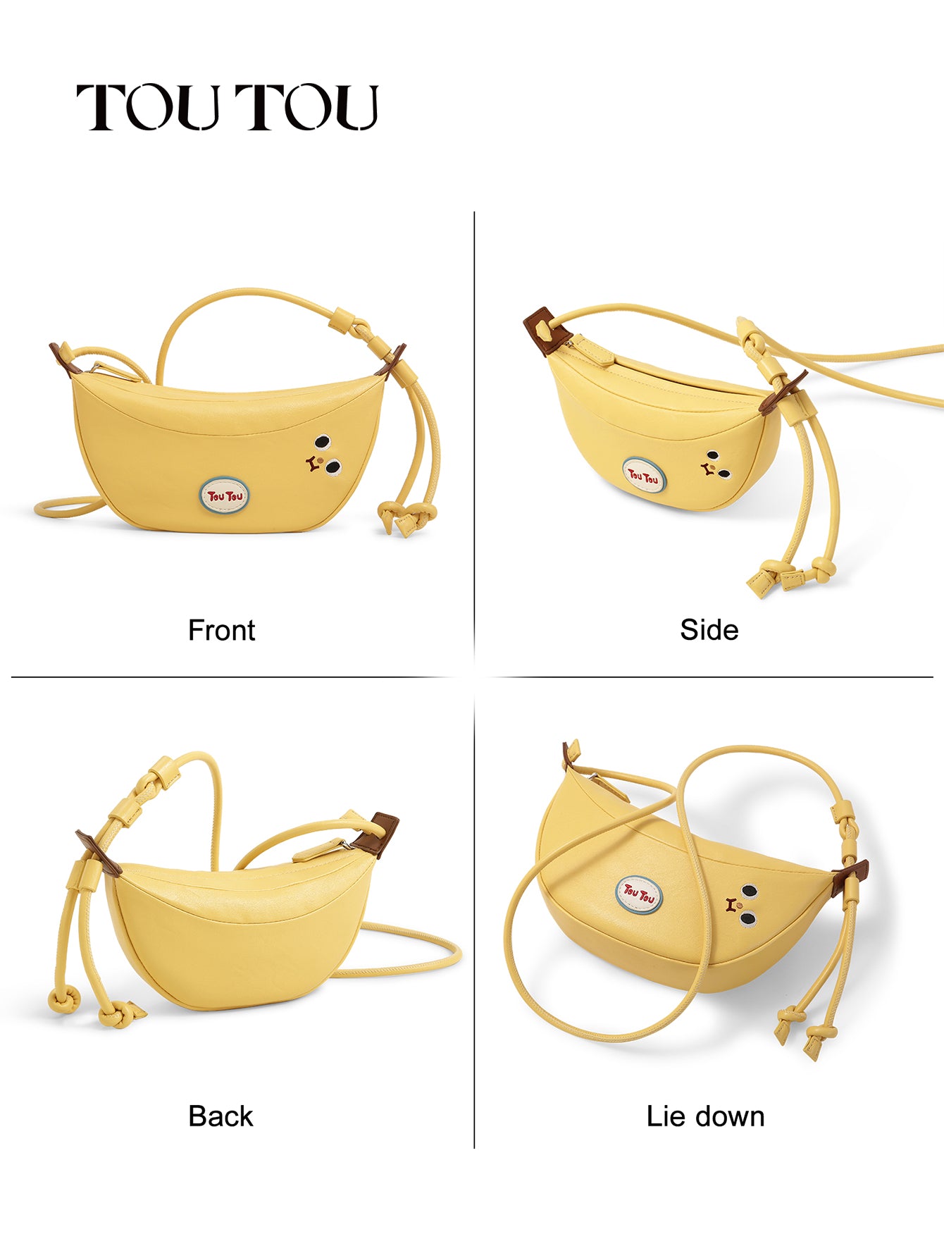 TOUTOU Banana - Shaped Crossbody Bag: Cute Yellow Design with Adjustable Strap