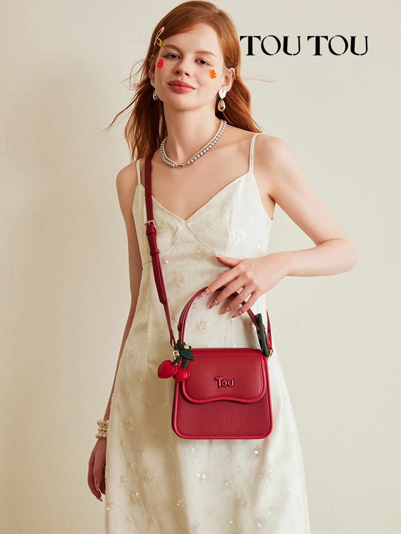TOUTOU Red Cherry - Accent Shoulder Bag: Sweet & Stylish Design