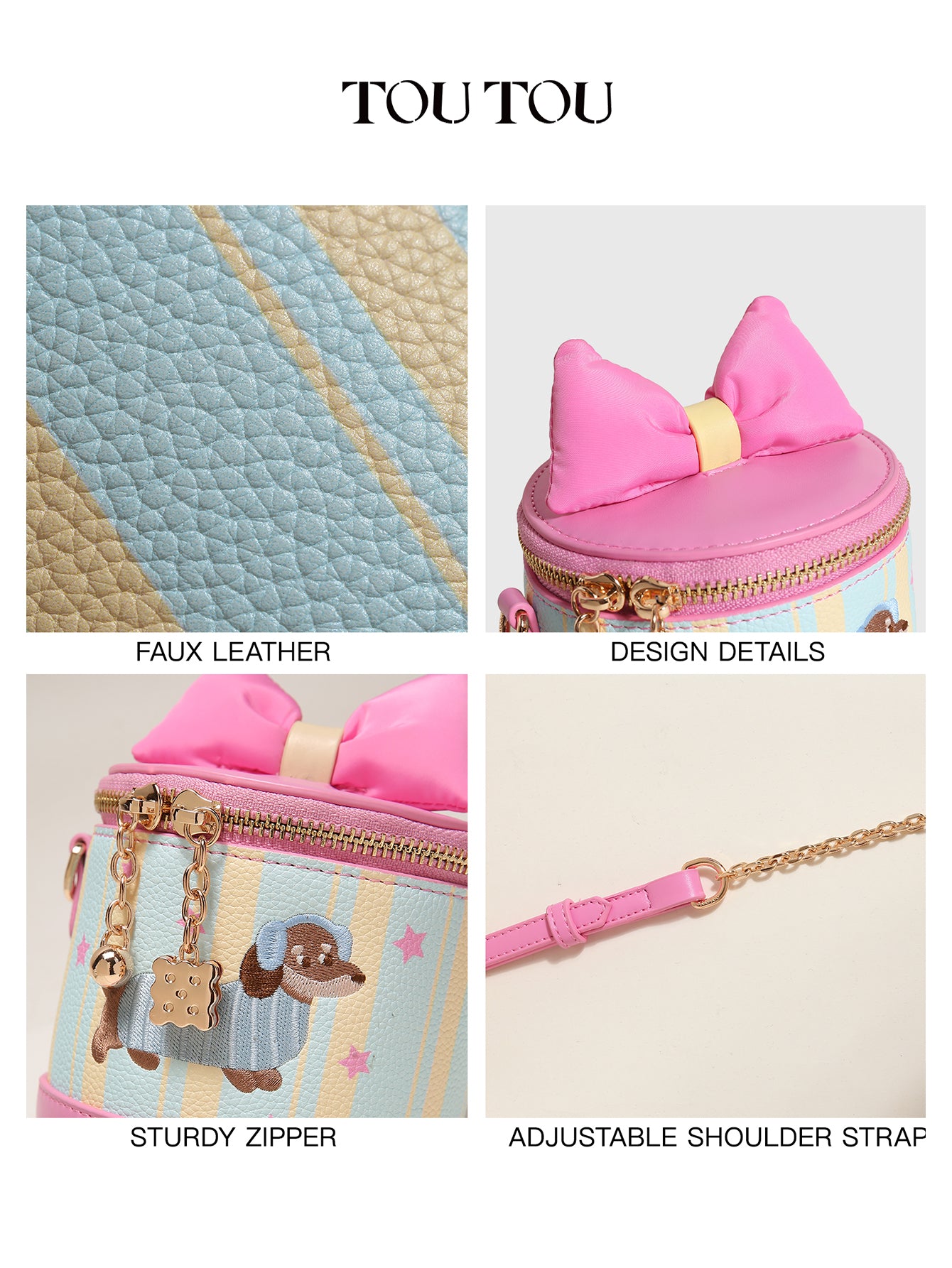 TOUTOU Cartoon Puppy Round Crossbody Bag: Cute Bow & Playful Design