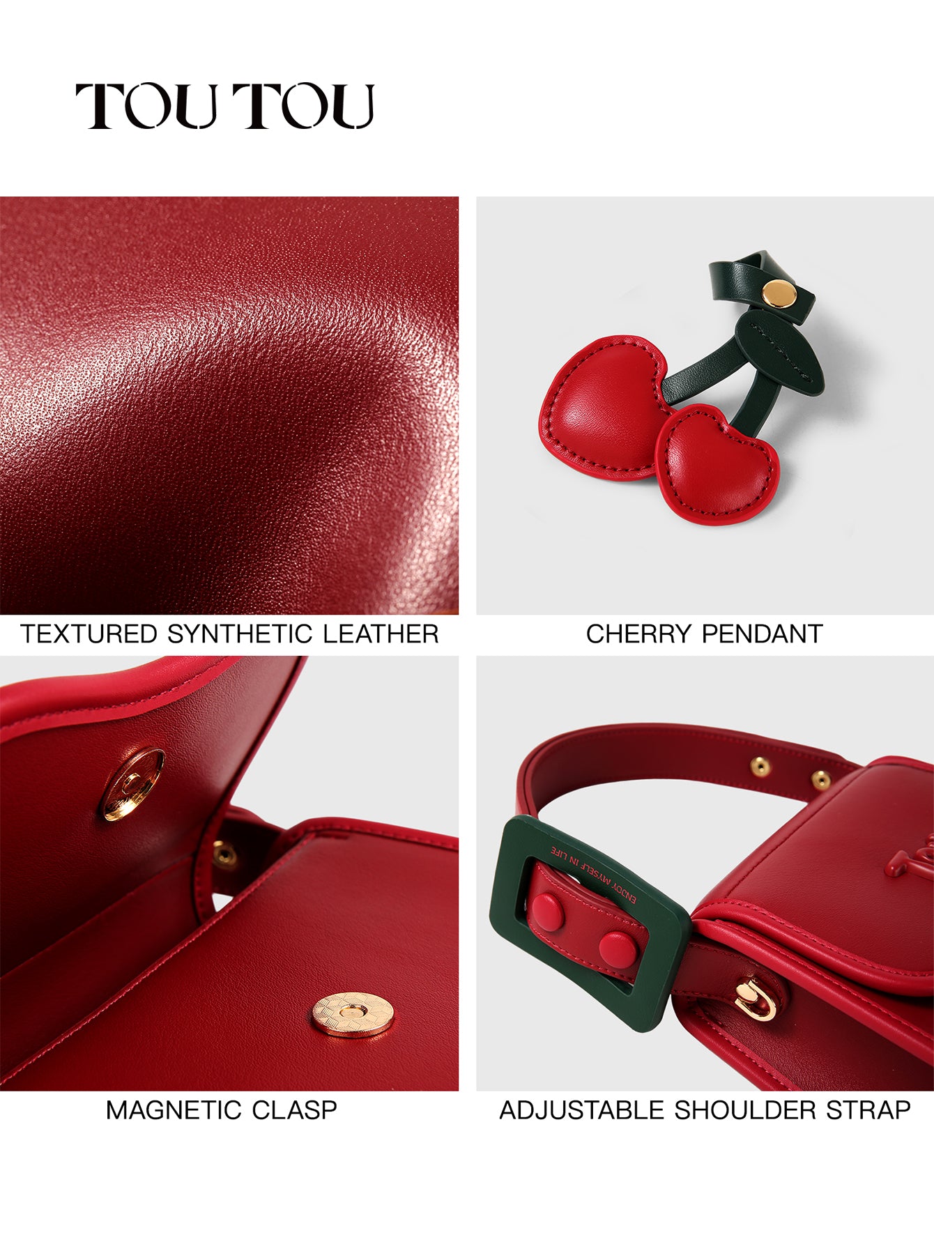 TOUTOU Red Cherry - Accent Shoulder Bag: Sweet & Stylish Design