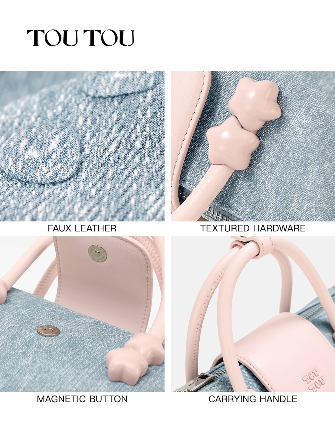 TOUTOU Denim Crossbody Bag: Sweet & Compact