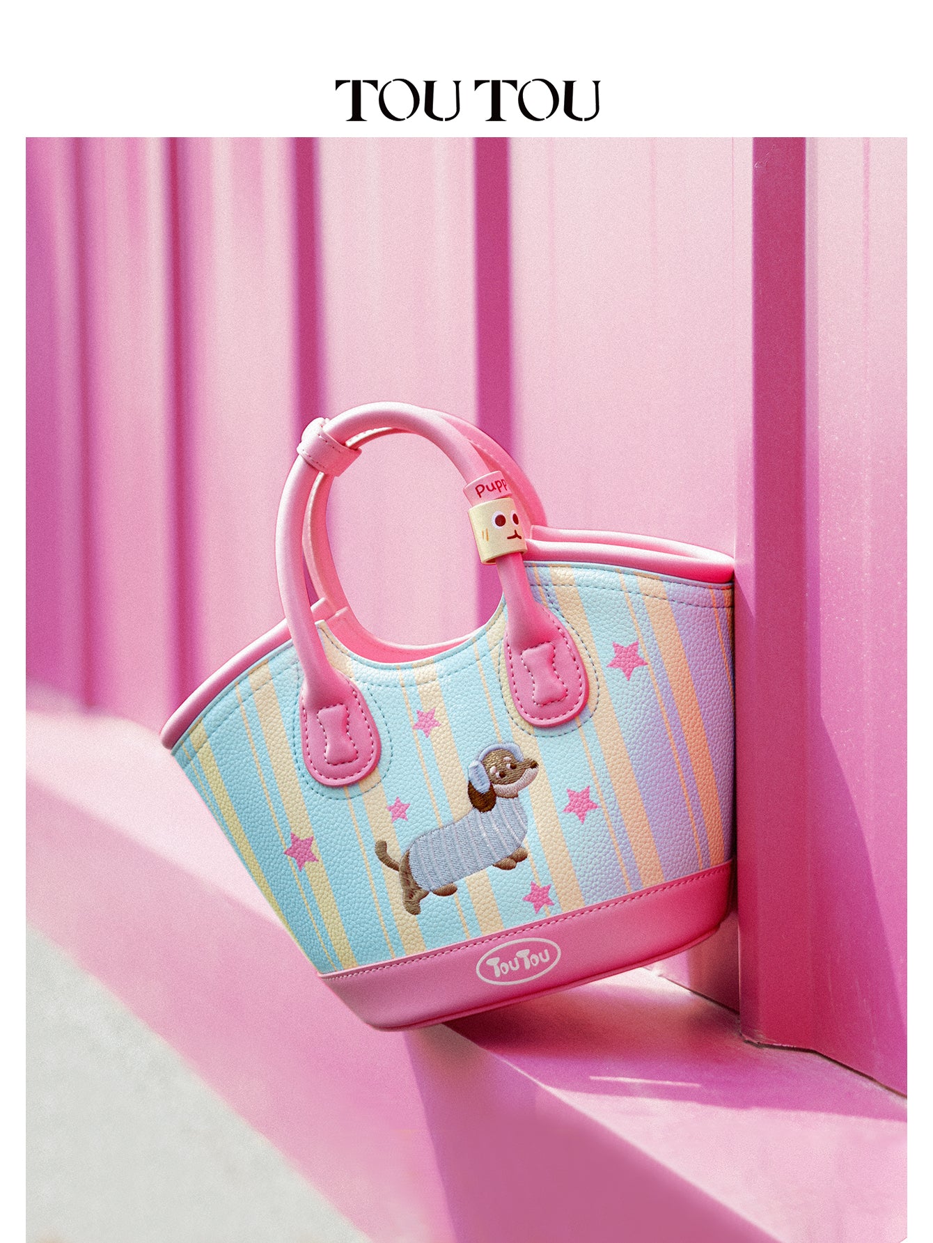 TOUTOU Cartoon Puppy Printed Handbag: Playful Design & Multi - Carry