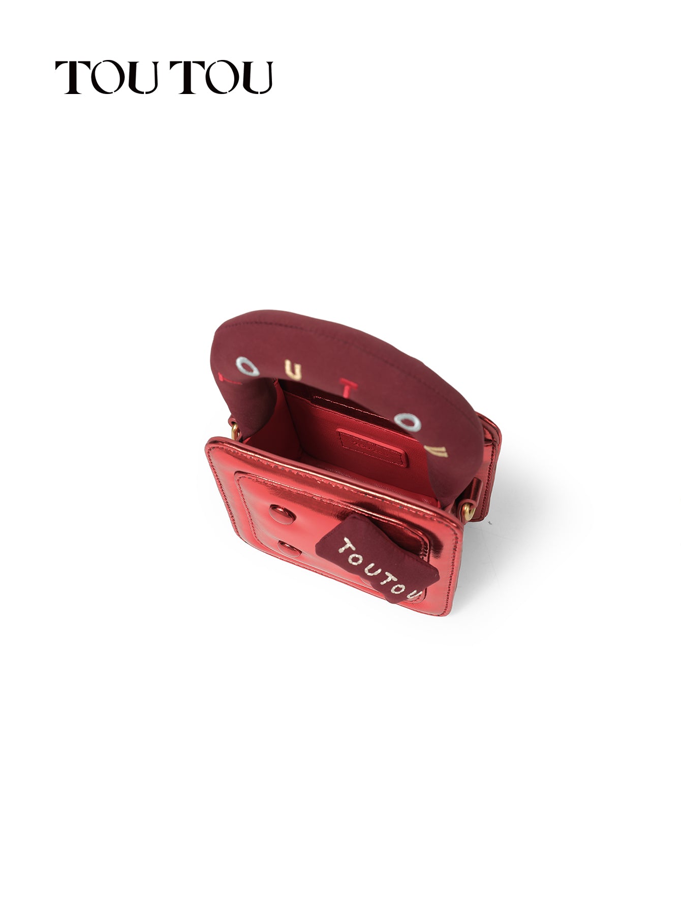 TOUTOU Cherry - Decor Metallic Mini Handbag: Cute & Stylish