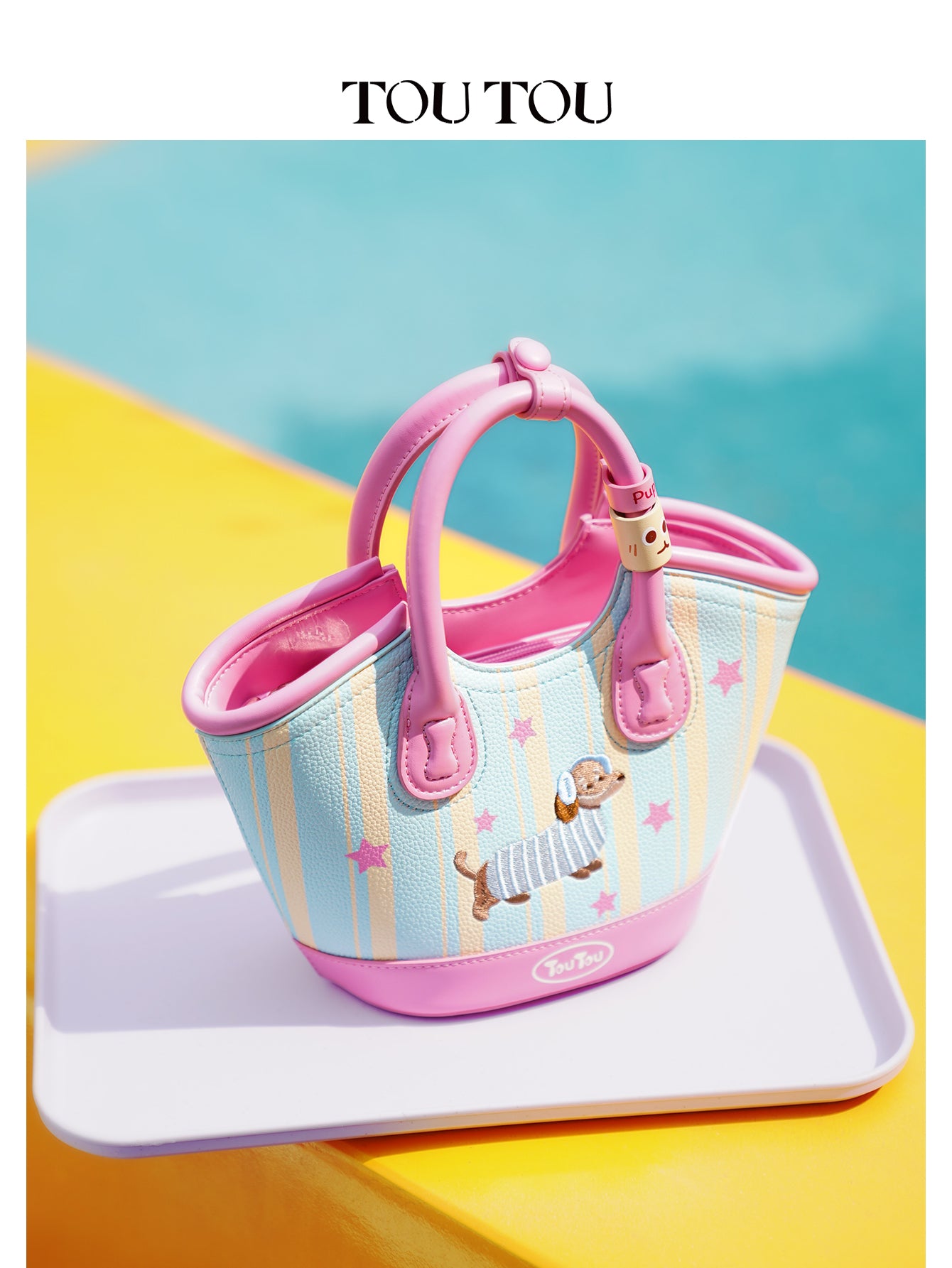 TOUTOU Cartoon Puppy Printed Handbag: Playful Design & Multi - Carry