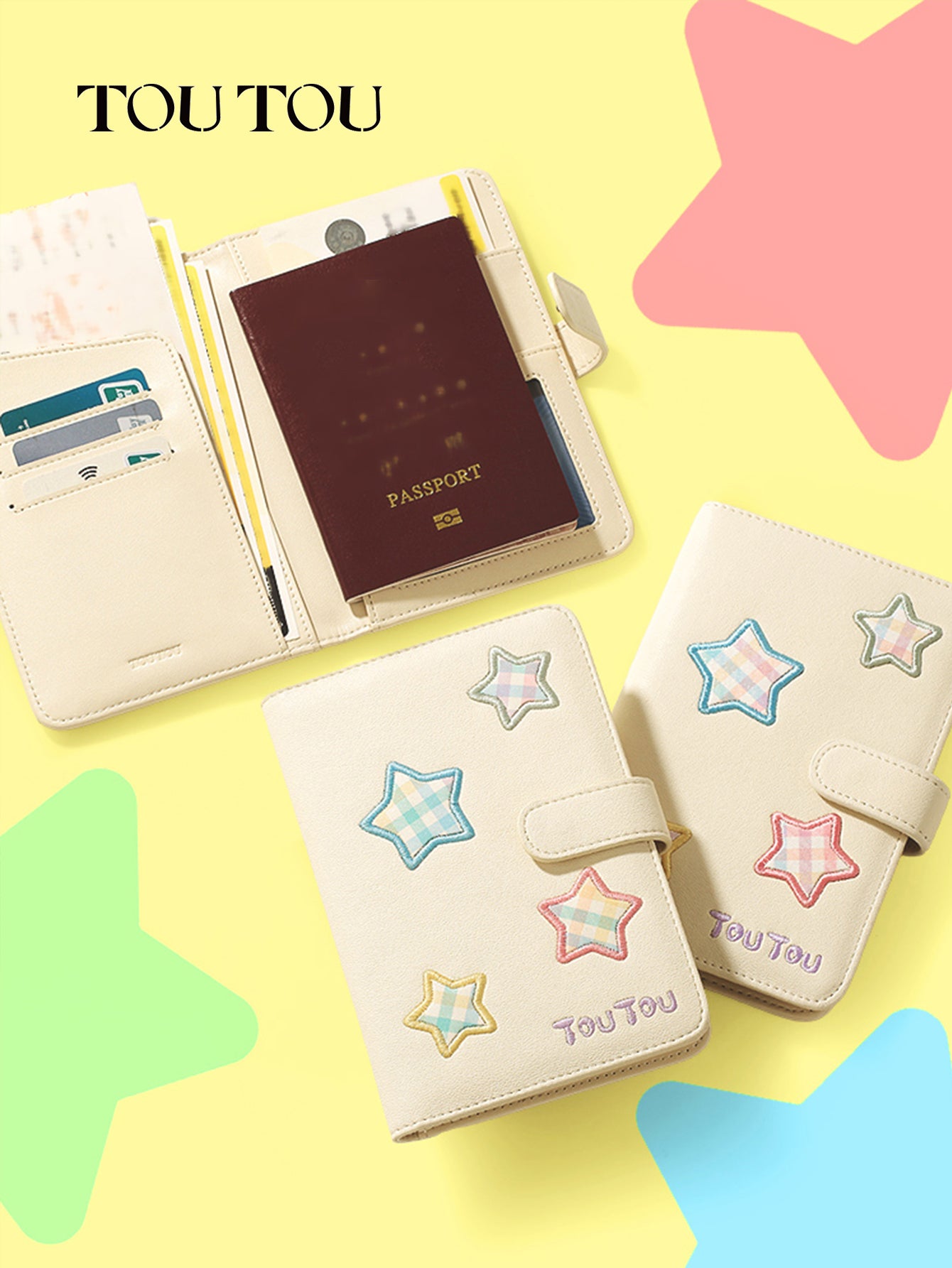 TOUTOU Star - Patched Passport Wallet: Cute & Functional Travel Companion