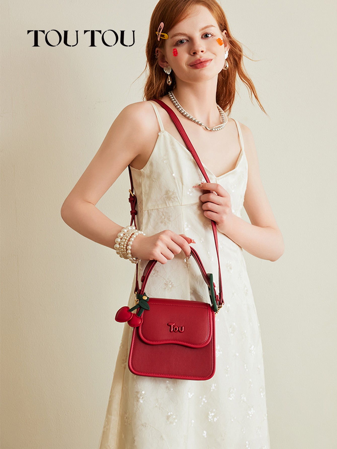 TOUTOU Red Cherry - Accent Shoulder Bag: Sweet & Stylish Design