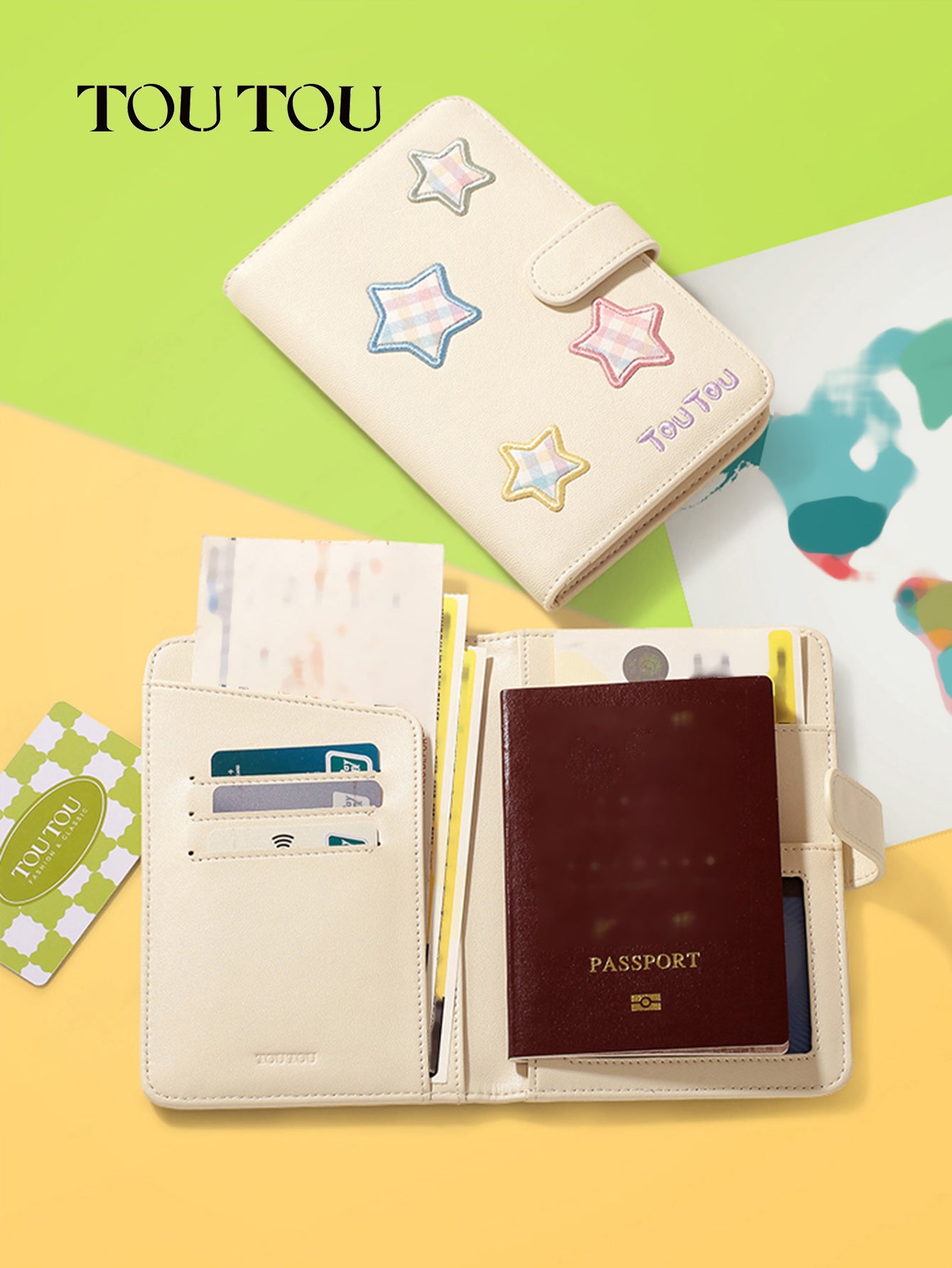 TOUTOU Star - Patched Passport Wallet: Cute & Functional Travel Companion