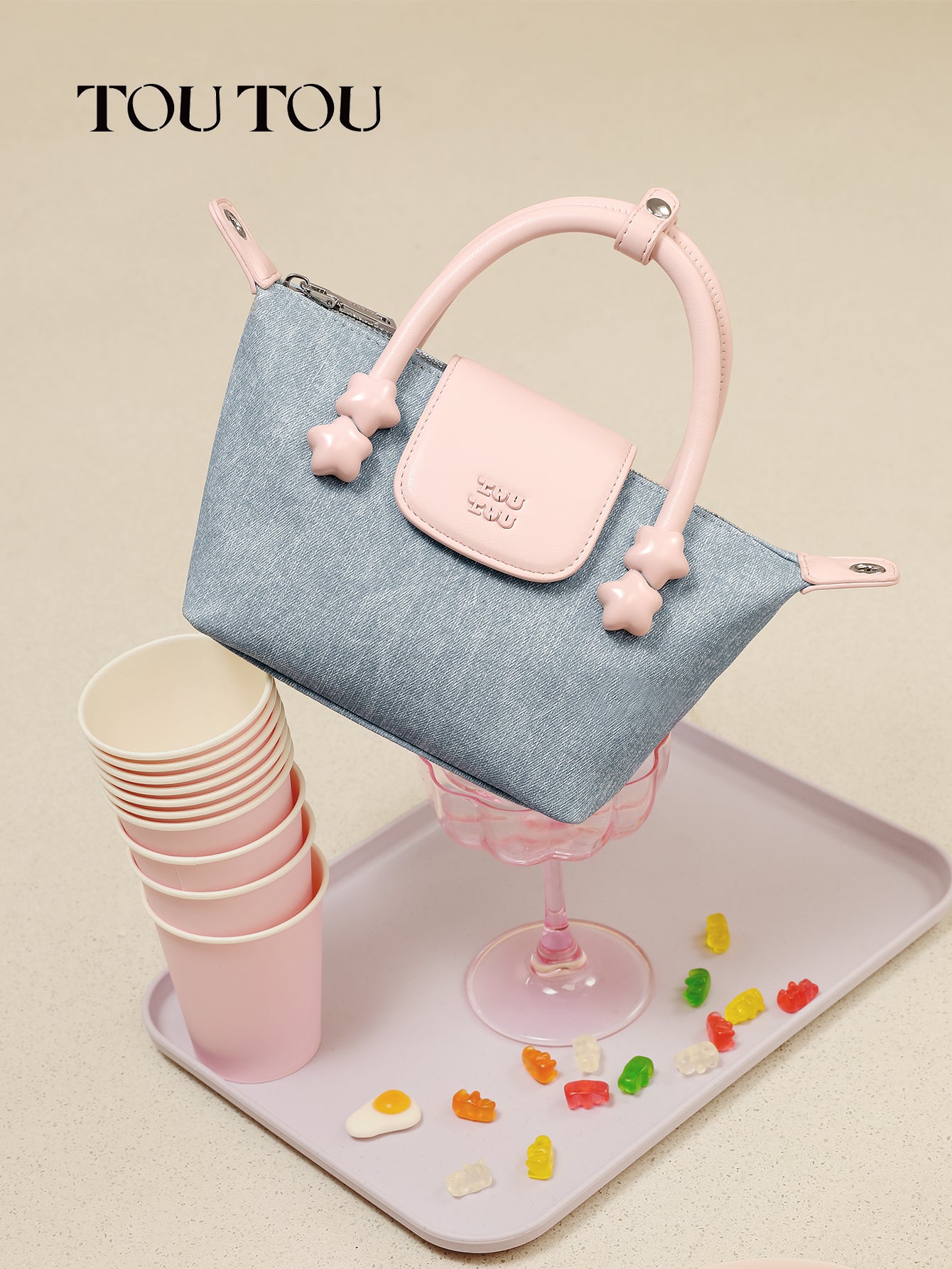 TOUTOU Denim Crossbody Bag: Sweet & Compact