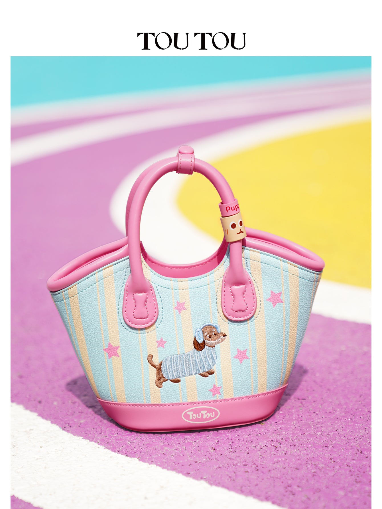TOUTOU Cartoon Puppy Printed Handbag: Playful Design & Multi - Carry