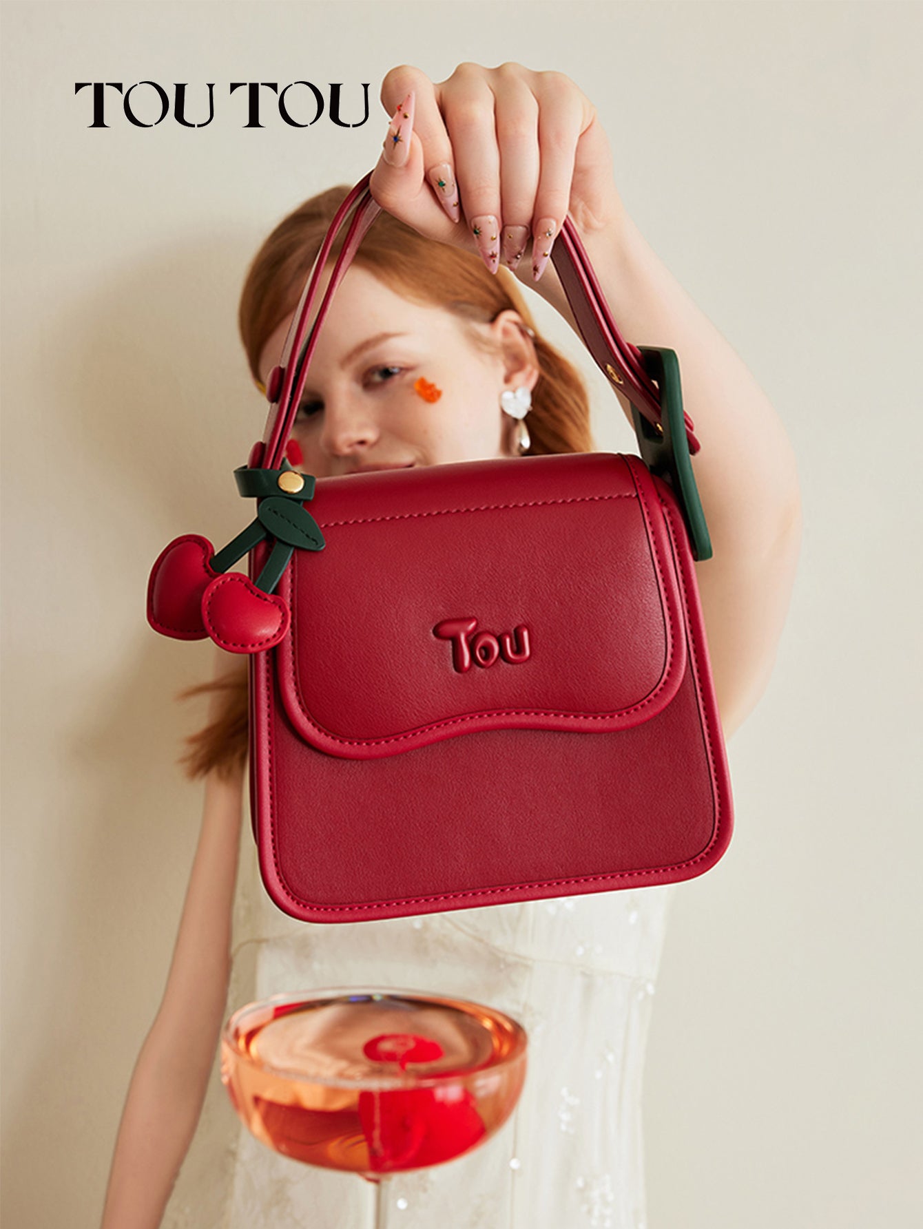 TOUTOU Red Cherry - Accent Shoulder Bag: Sweet & Stylish Design