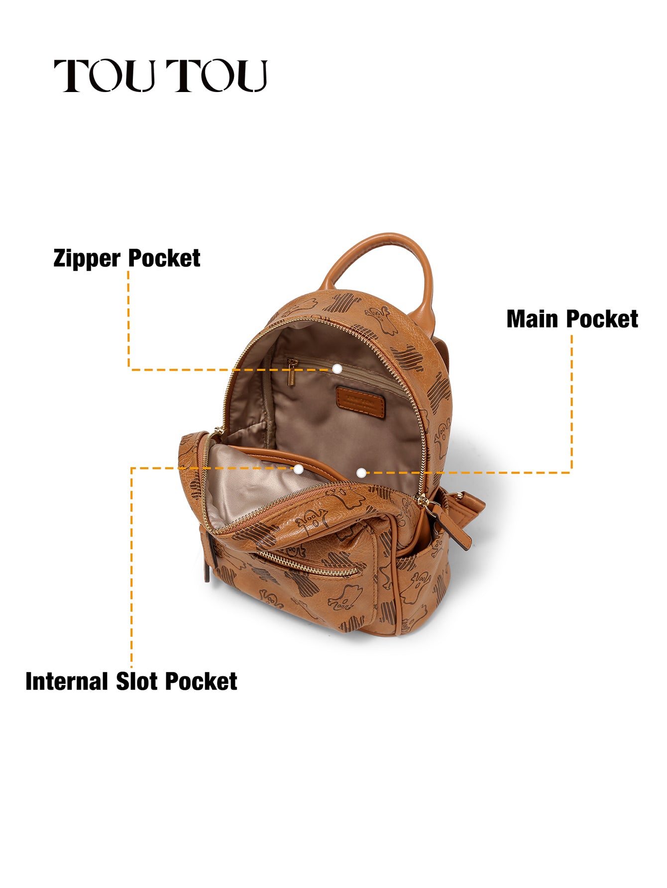 TOUTOU Cartoon - Print Mini Backpack: Cute & Compact Daily Bag