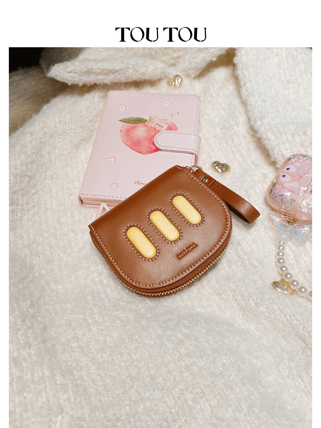 TOUTOU Brown Two - Layer Cowhide Card Holder: Compact & Stylish Organizer