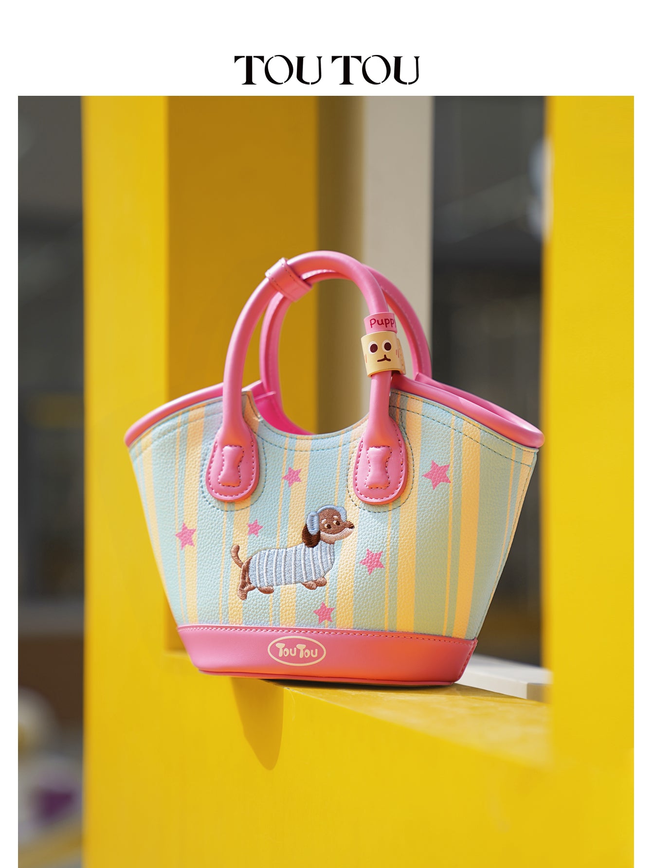 TOUTOU Cartoon Puppy Printed Handbag: Playful Design & Multi - Carry