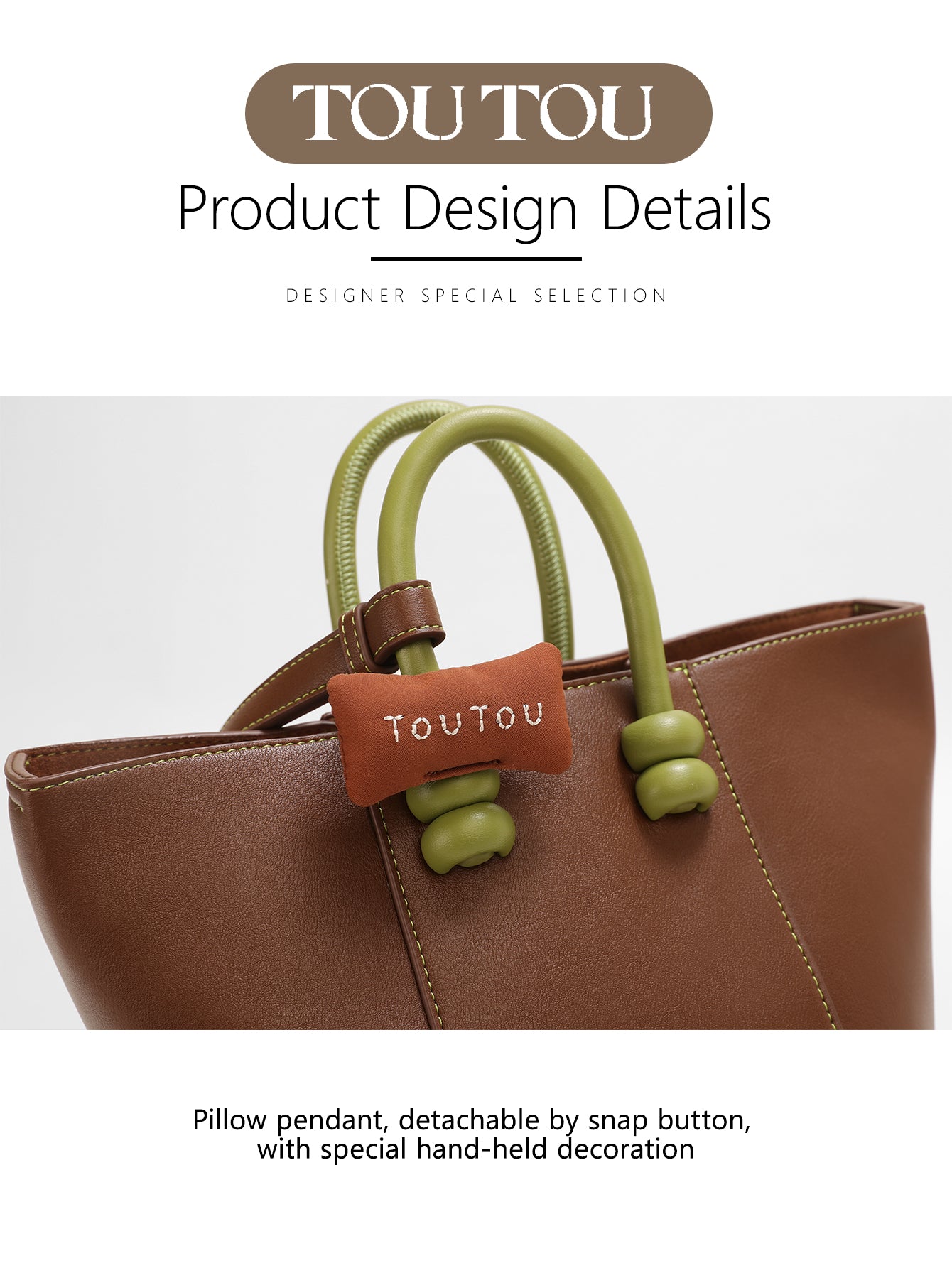 TOUTOU Brown Bucket Bag: Contrast - Color Handles & Versatile Carry