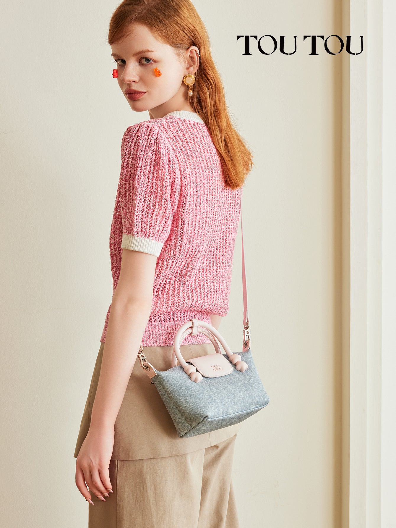 TOUTOU Denim Crossbody Bag: Sweet & Compact