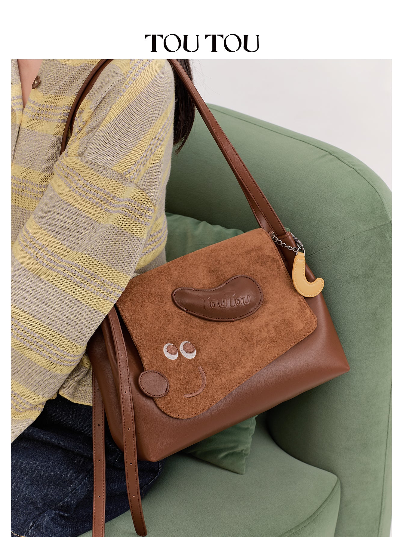 TOUTOU Cute Puppy Crossbody Bag for Women - Adjustable Strap, Microfiber Leather & Suede Shoulder Bag