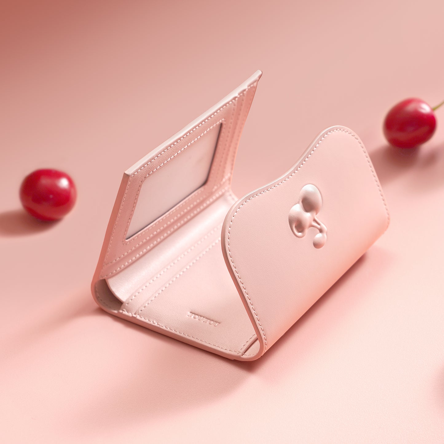 TOUTOU Cherry - Embossed Pink Wallet: A Sweet & Chic Accessory