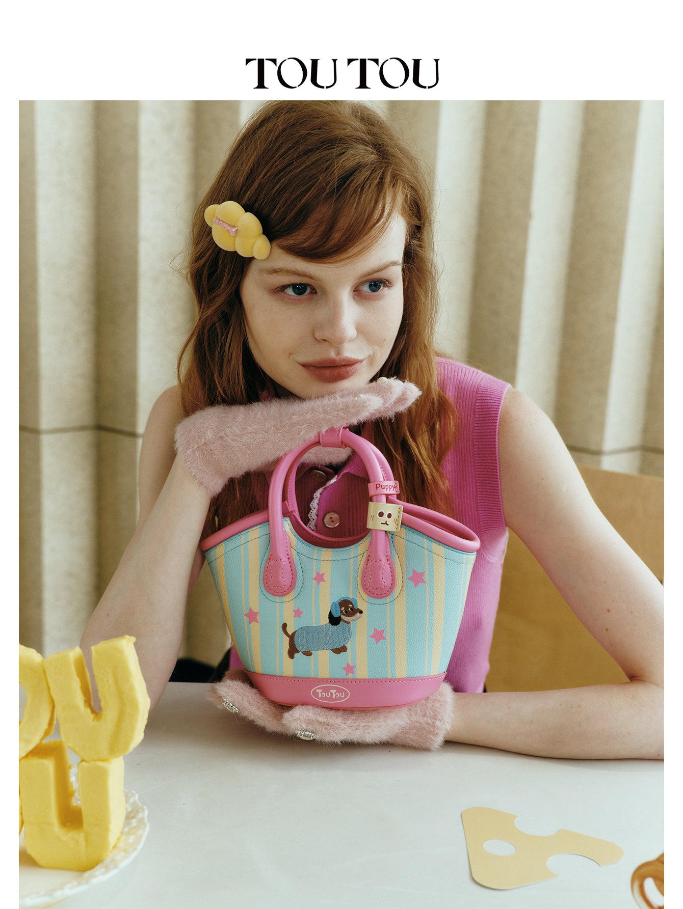 TOUTOU Cartoon Puppy Printed Handbag: Playful Design & Multi - Carry