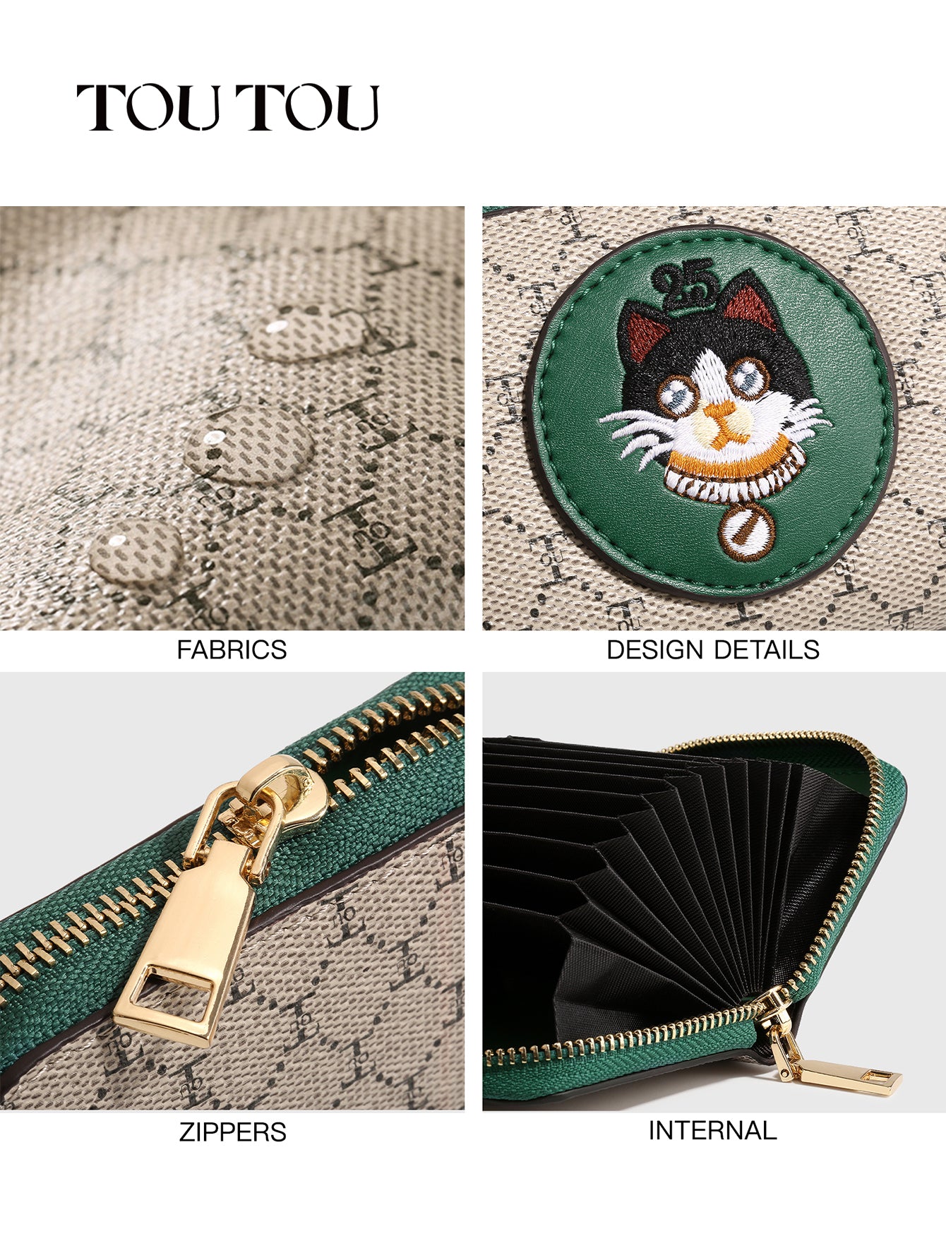 TOUTOU Cat - Embroidered wallet: Compact & Stylish