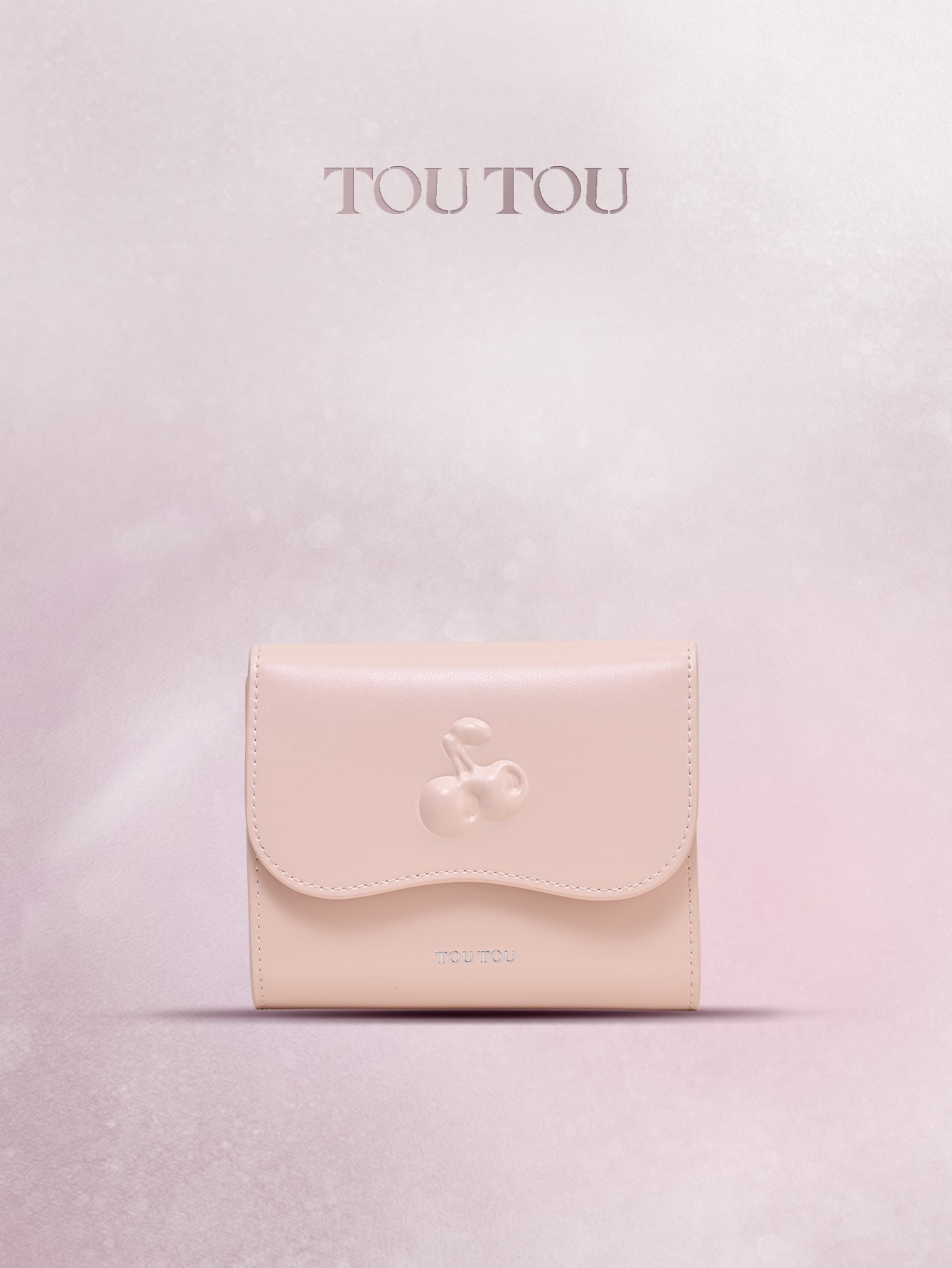 TOUTOU Cherry - Embossed Pink Wallet: A Sweet & Chic Accessory