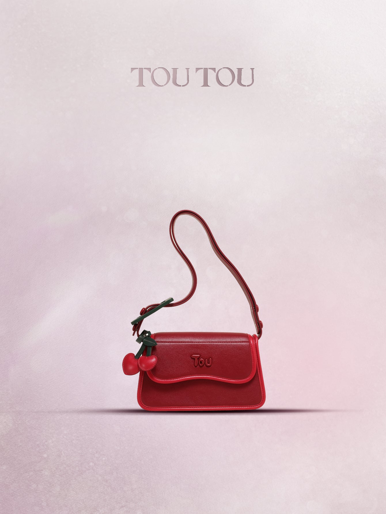 TOUTOU Red Cherry Decor Shoulder Bag: Chic & Playful Design