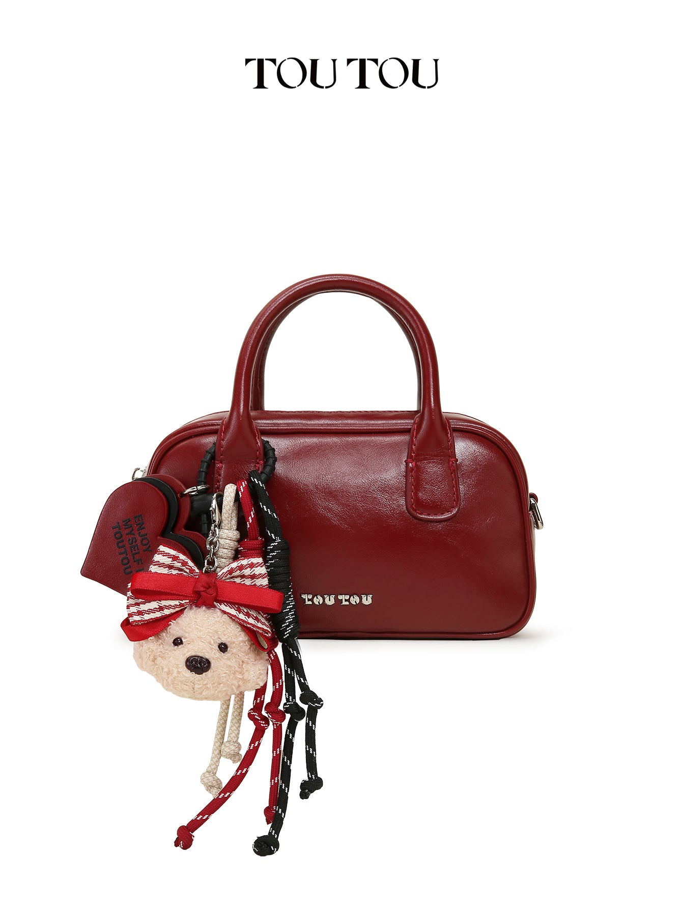 TOUTOU Cute Plush Bear Pendant Handbag - Microfiber Leather Crossbody Bag with Multiple Pockets