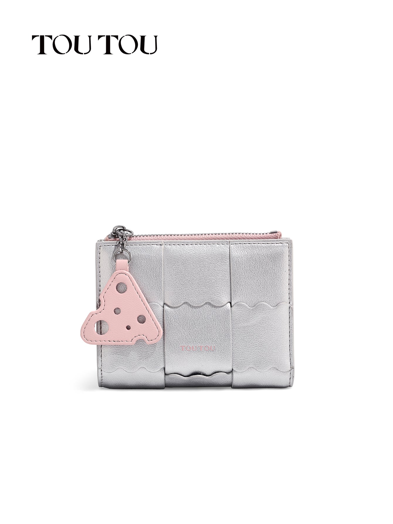TOUTOU Patchwork Wallet with Cheese Pendant: Chic & Functional