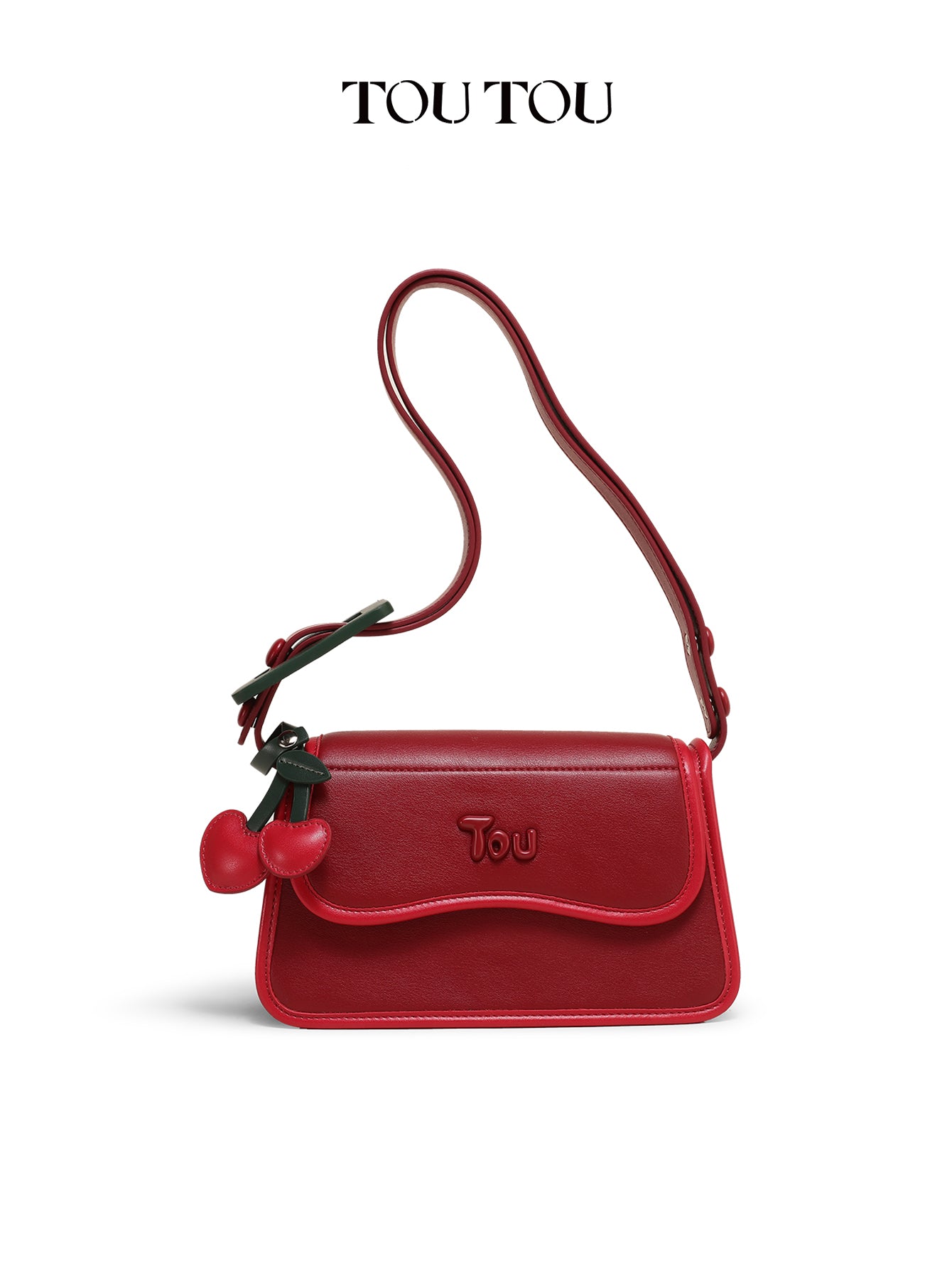 TOUTOU Red Cherry Decor Shoulder Bag: Chic & Playful Design