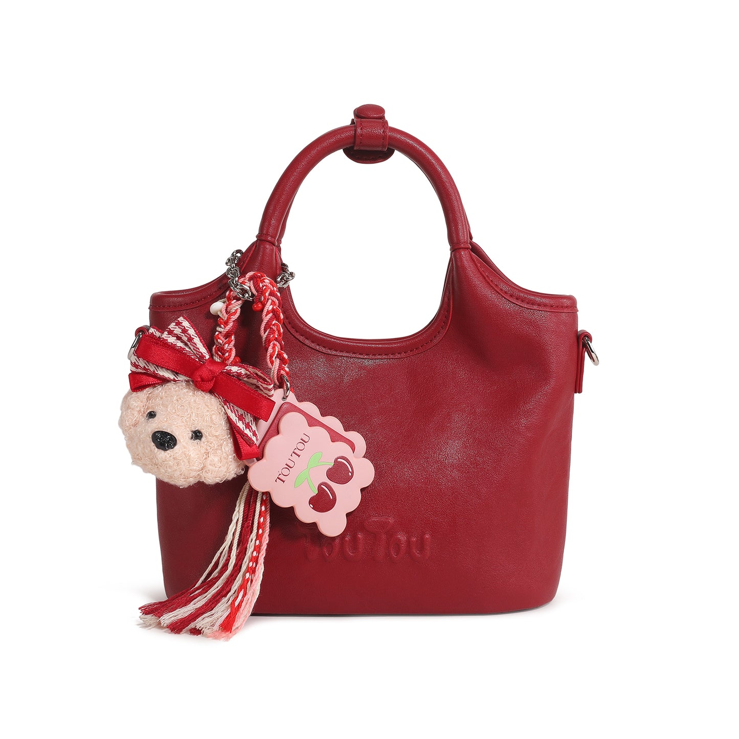 TOUTOU Cute Cartoon Dog Mini Tote Bag - Microfiber Leather Handbag with Removable Strap